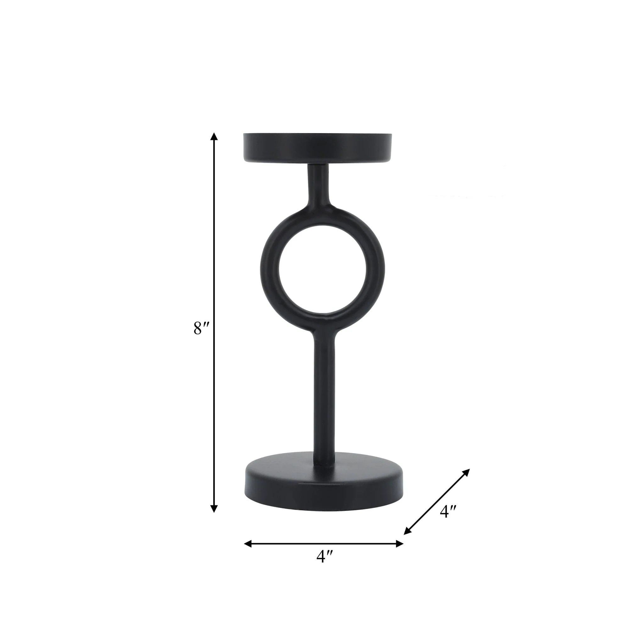 Metal, 8"h Ring Candle Holder, Black - Image 8