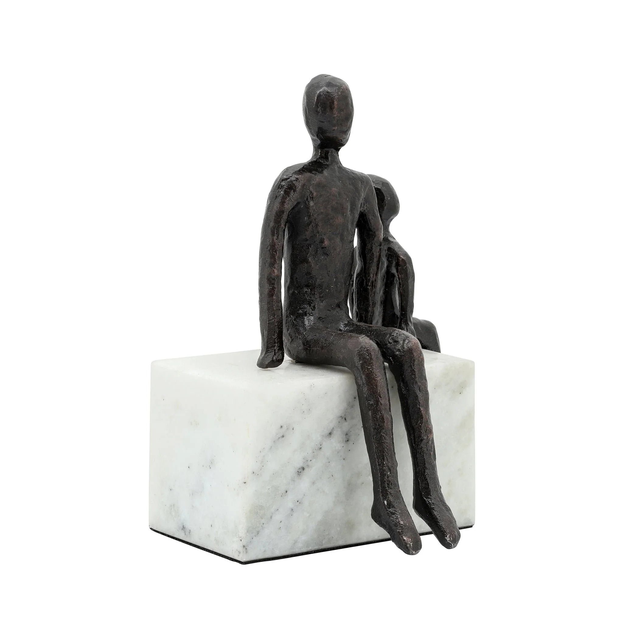 Metal, 9", Dad & Son Sitting Sculpture - Image 2