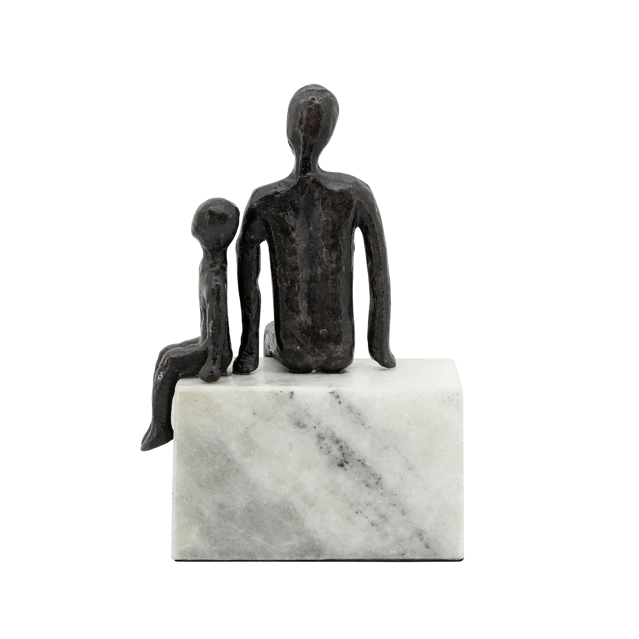 Metal, 9", Dad & Son Sitting Sculpture - Image 4