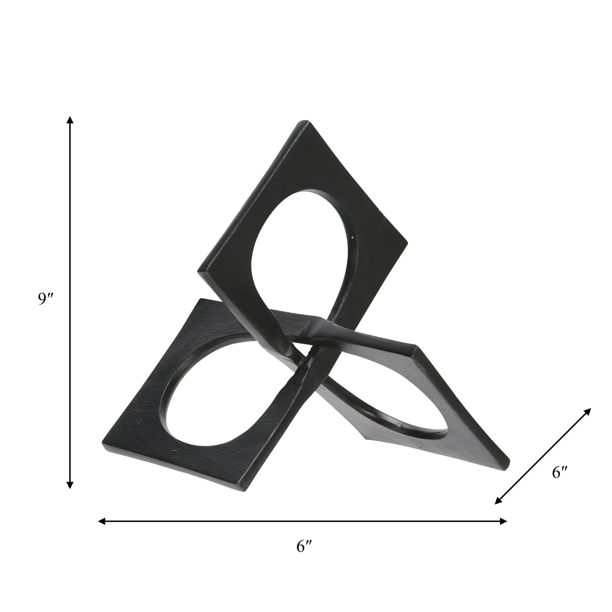 Metal 9" Linked Square Decor, Black - Image 2