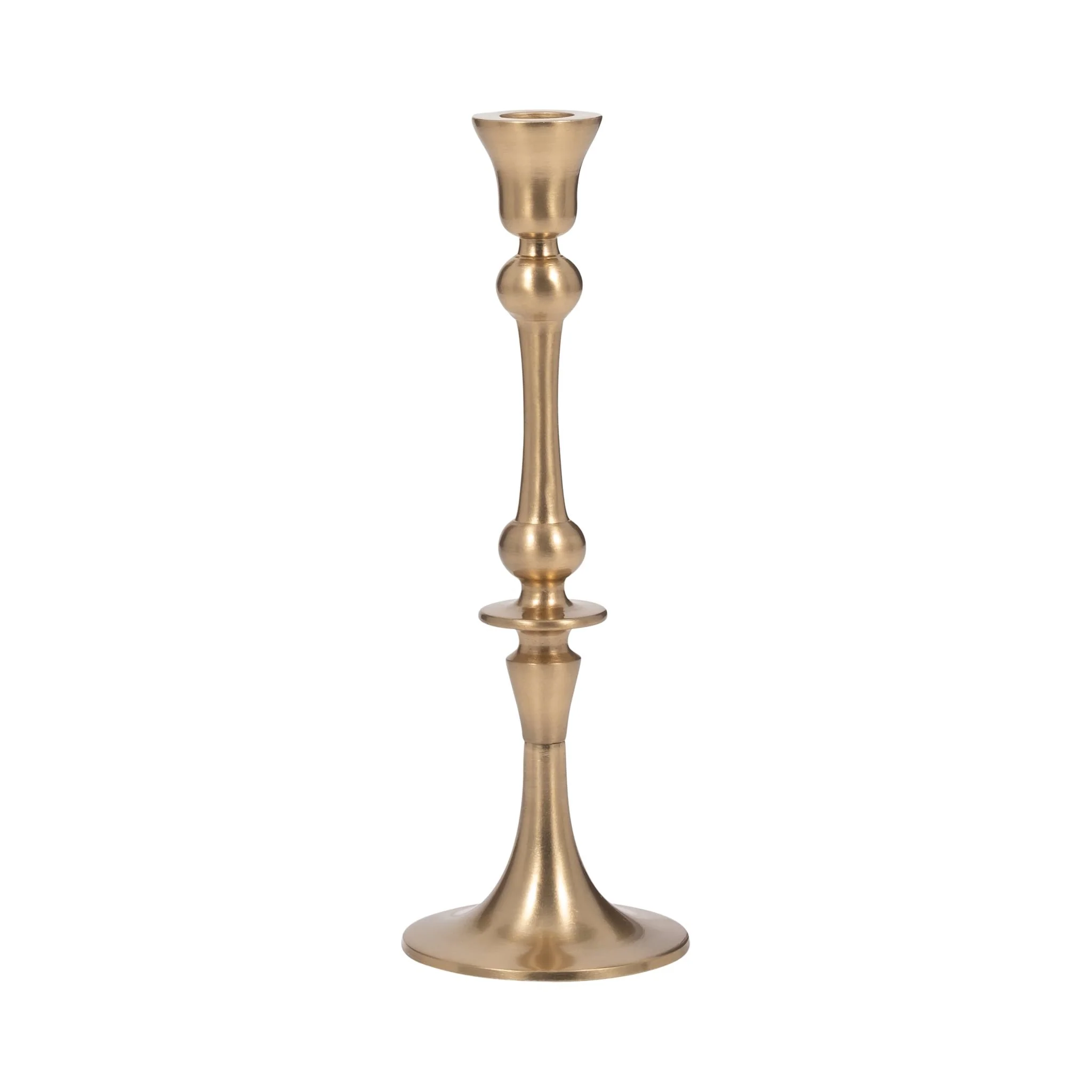 Metal, 9" Tradtnl Taper Candleholder, Gold /clear