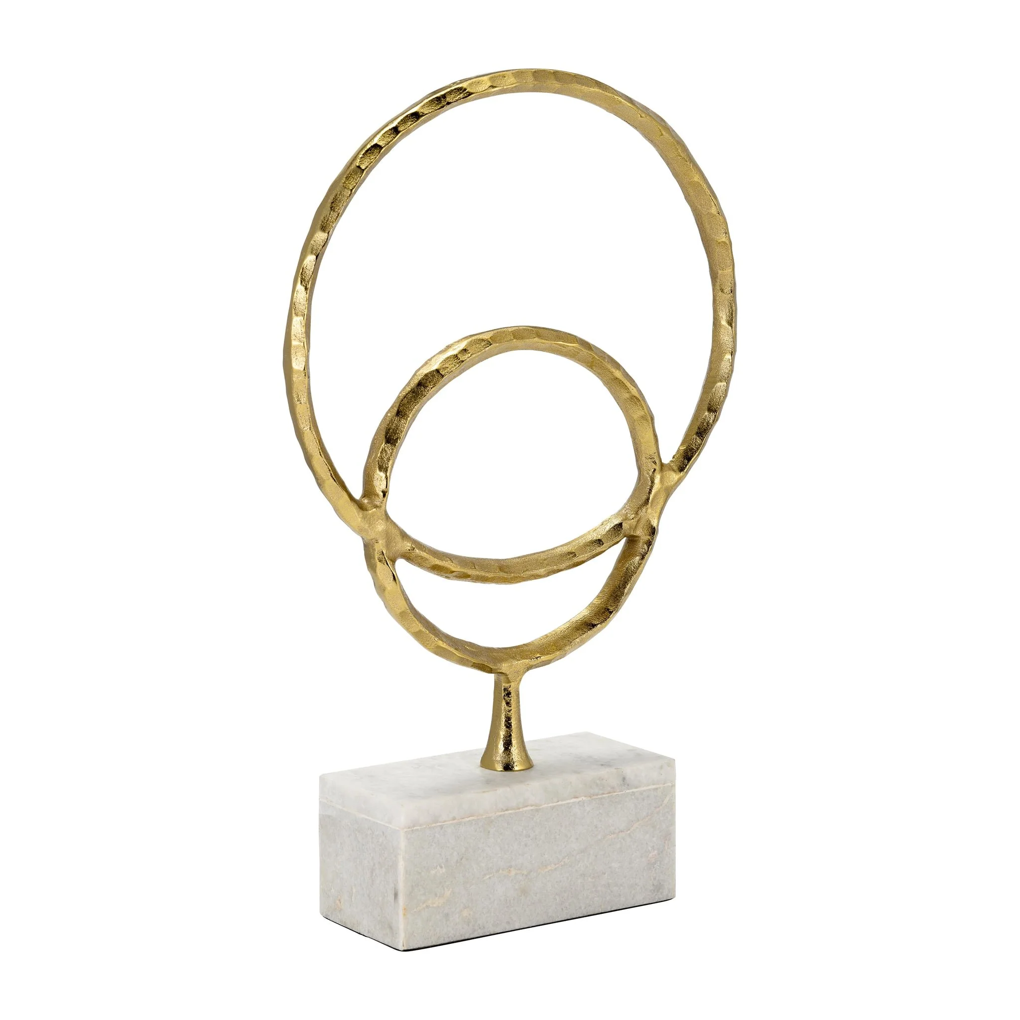 Metal/marble, 21"h Double Ring Accent, Gold - Image 2