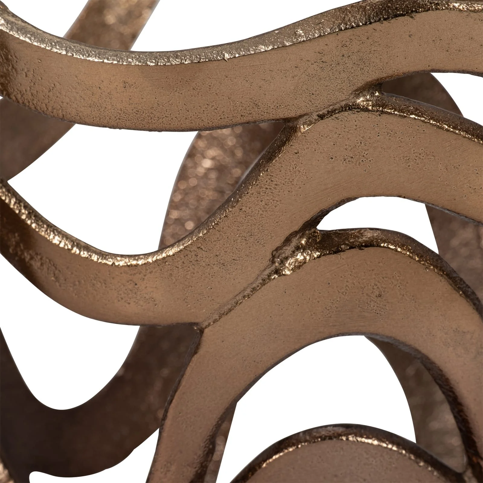Metal S/2, 10/14" Abstract Tornato Vase, Champagne - Image 4
