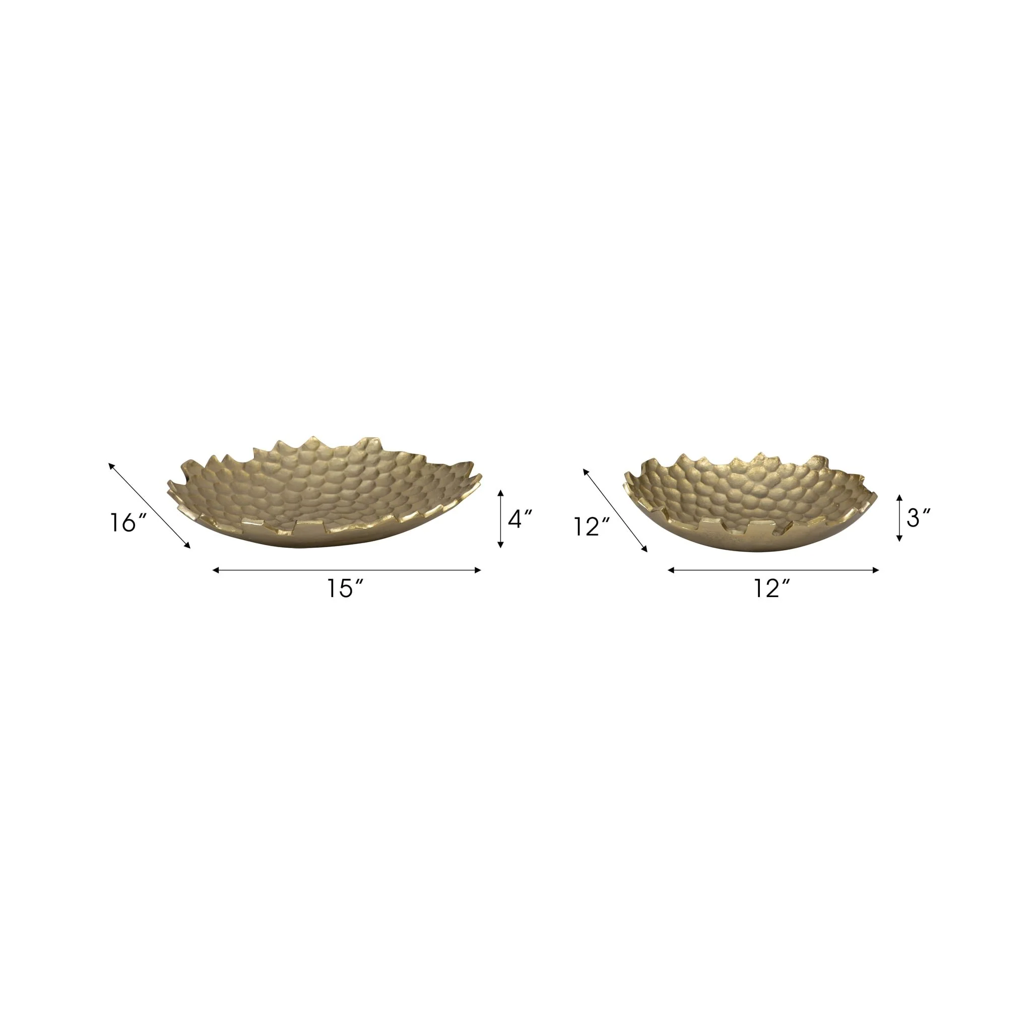 Metal, S/2 12/16" Honeycomb Bowls, Gold - Image 8