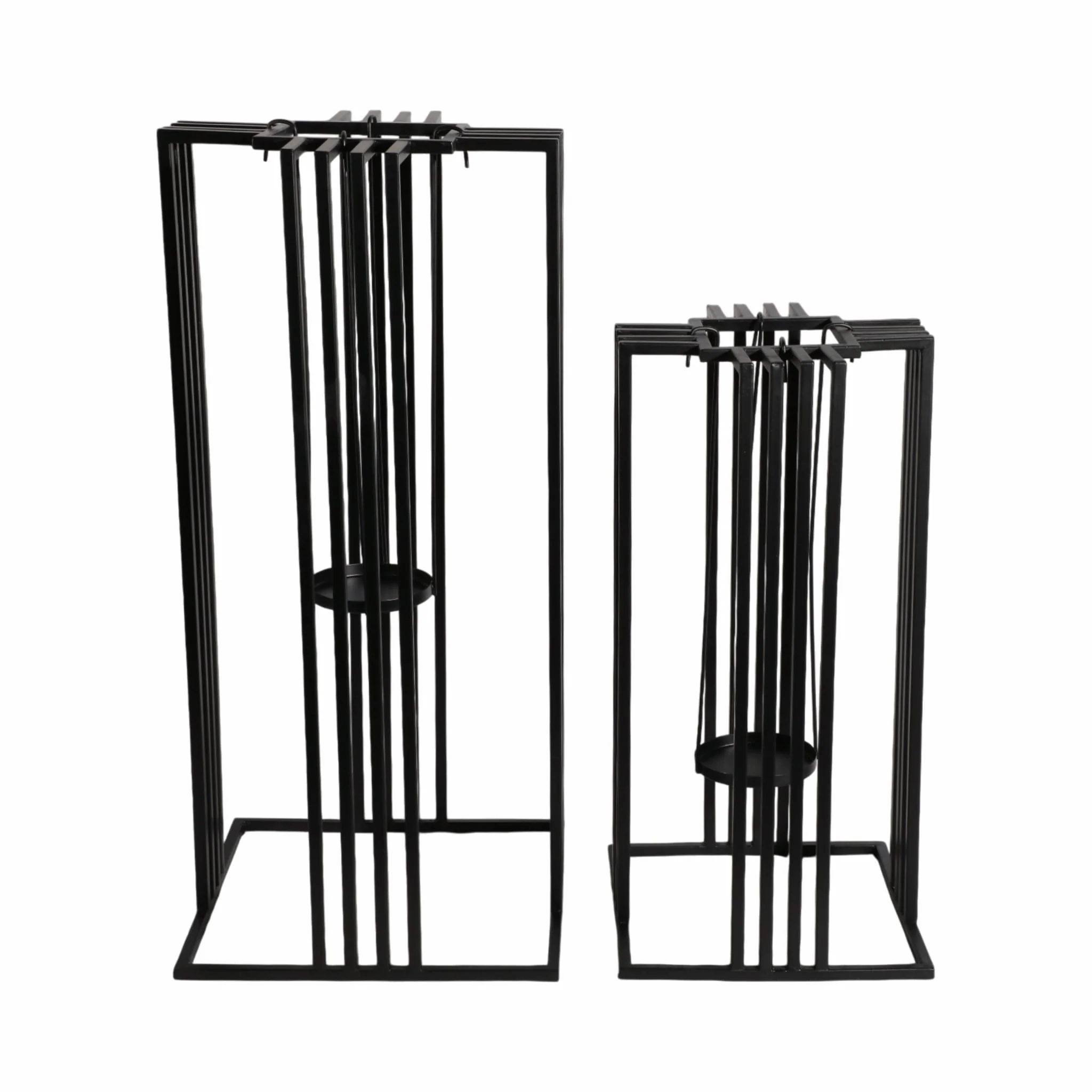 Metal, S/2 20/26"h Open Lanterns, Black