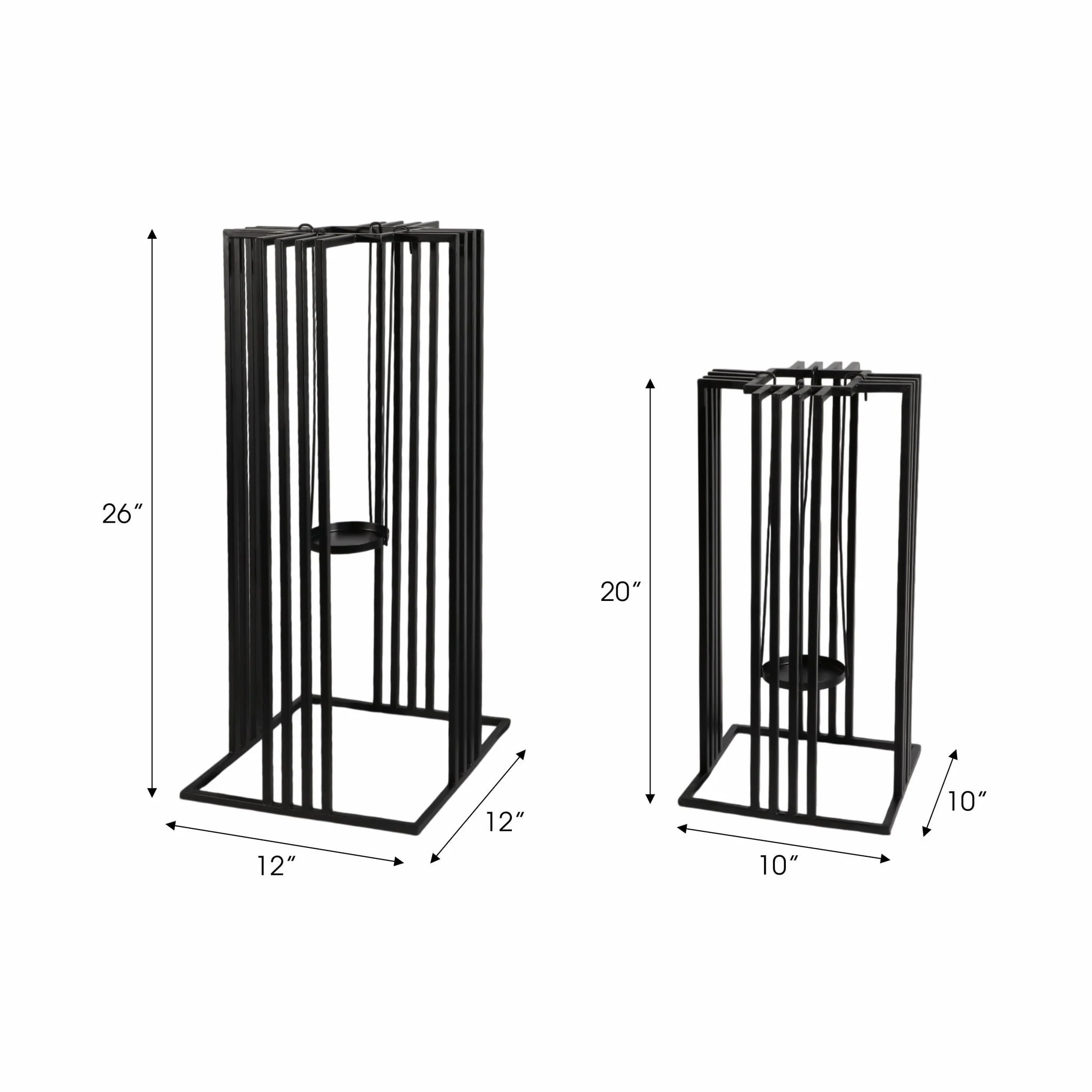 Metal, S/2 20/26"h Open Lanterns, Black - Image 8