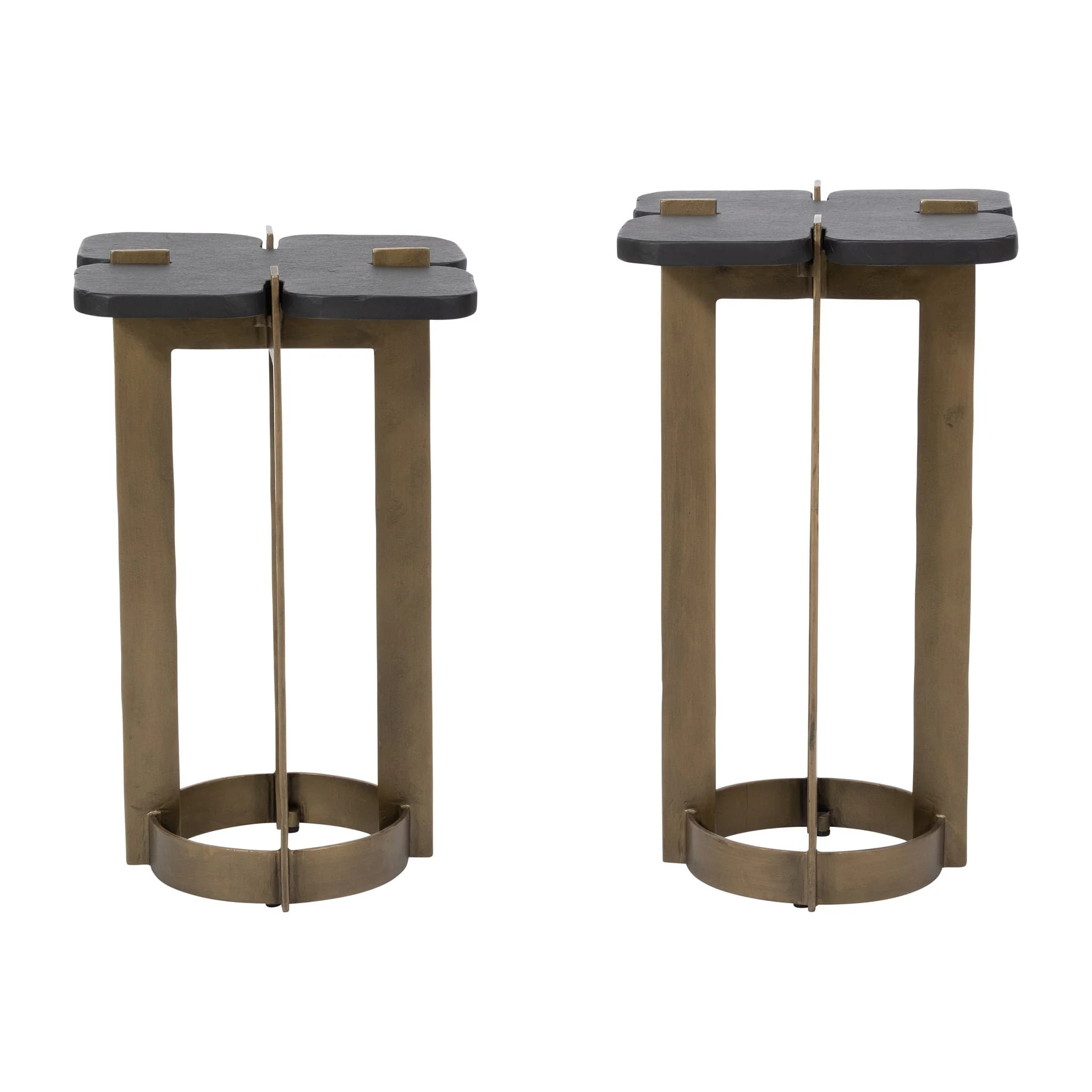 Metal, S/2 22/24" Stone Top Side Tables, 2boxes