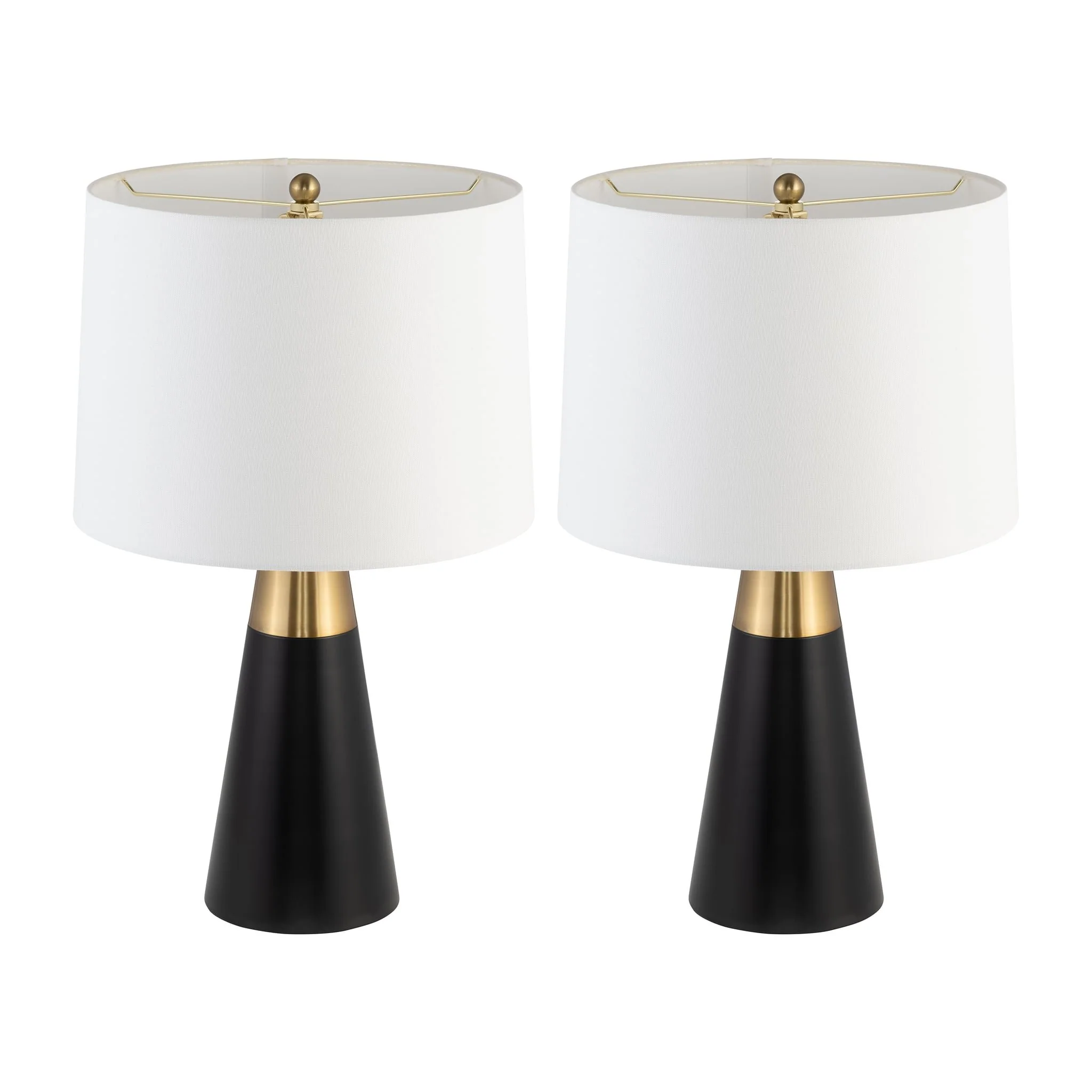 Metal,s/2,23"h,2tone Cone Tbl Lamps,blk/gld