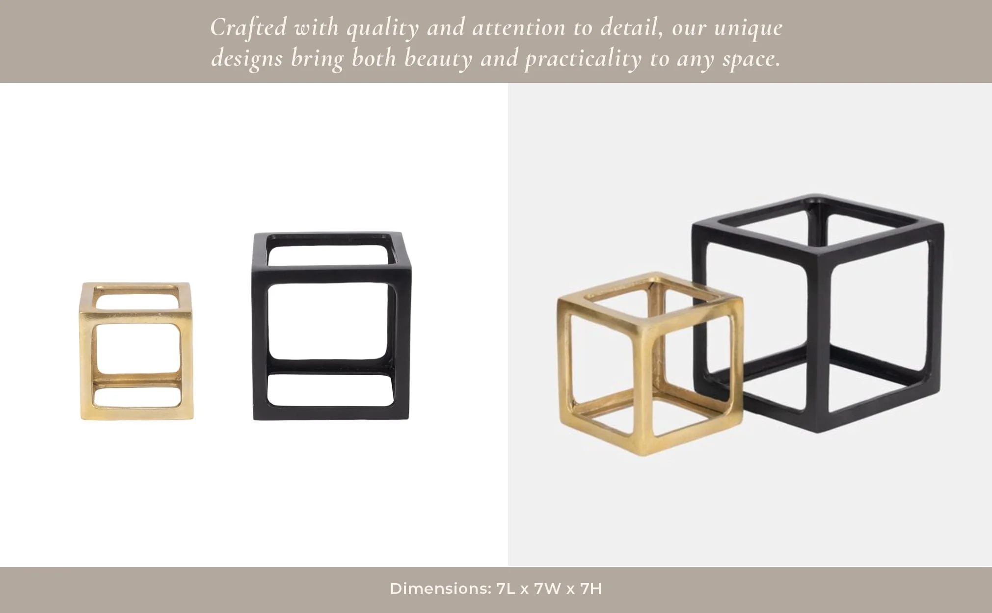 Metal, S/2 5/7" Open Square Object, Multi - Image 13