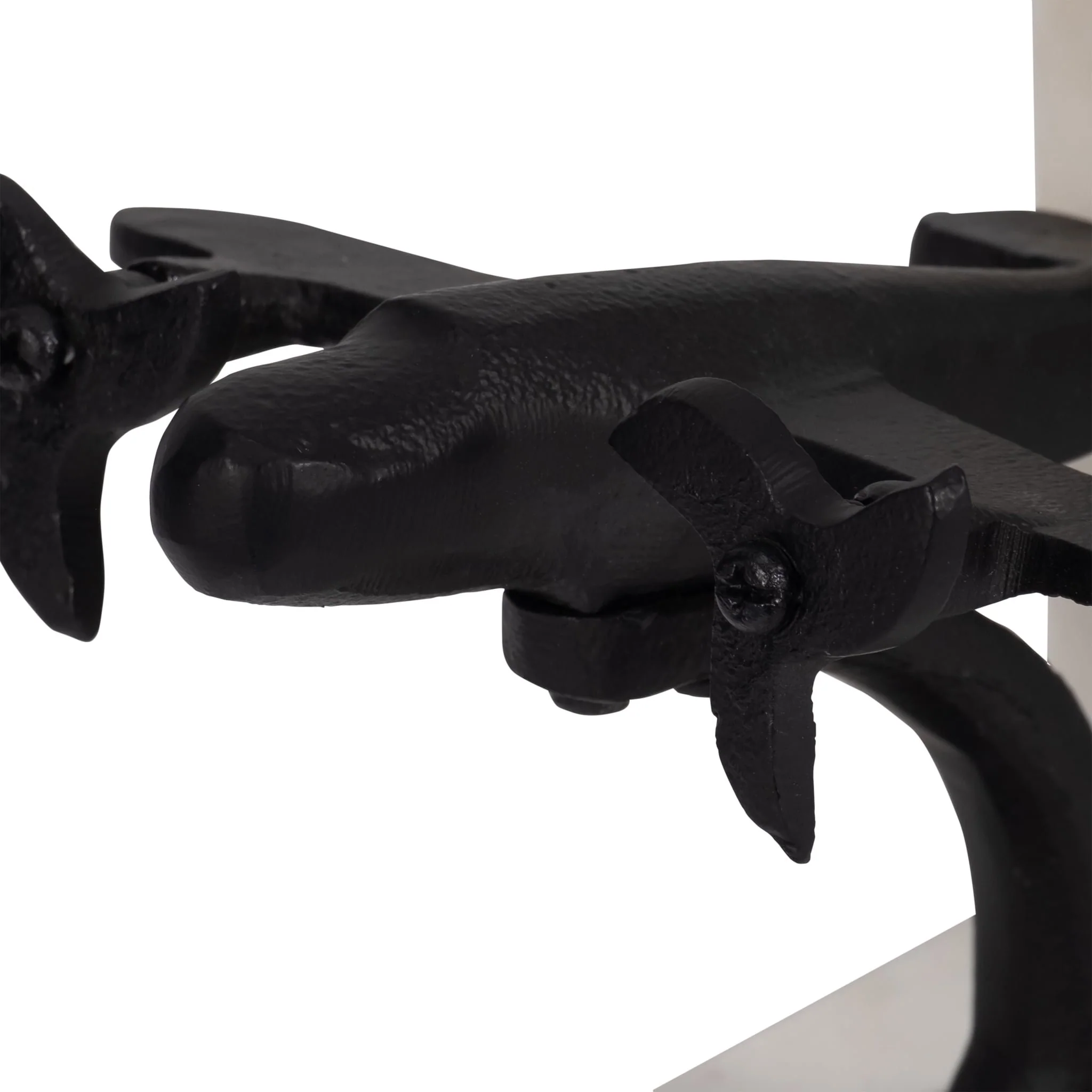 Metal, S/2 6" Airplane Bookends On Marble, Blk/wht - Image 4