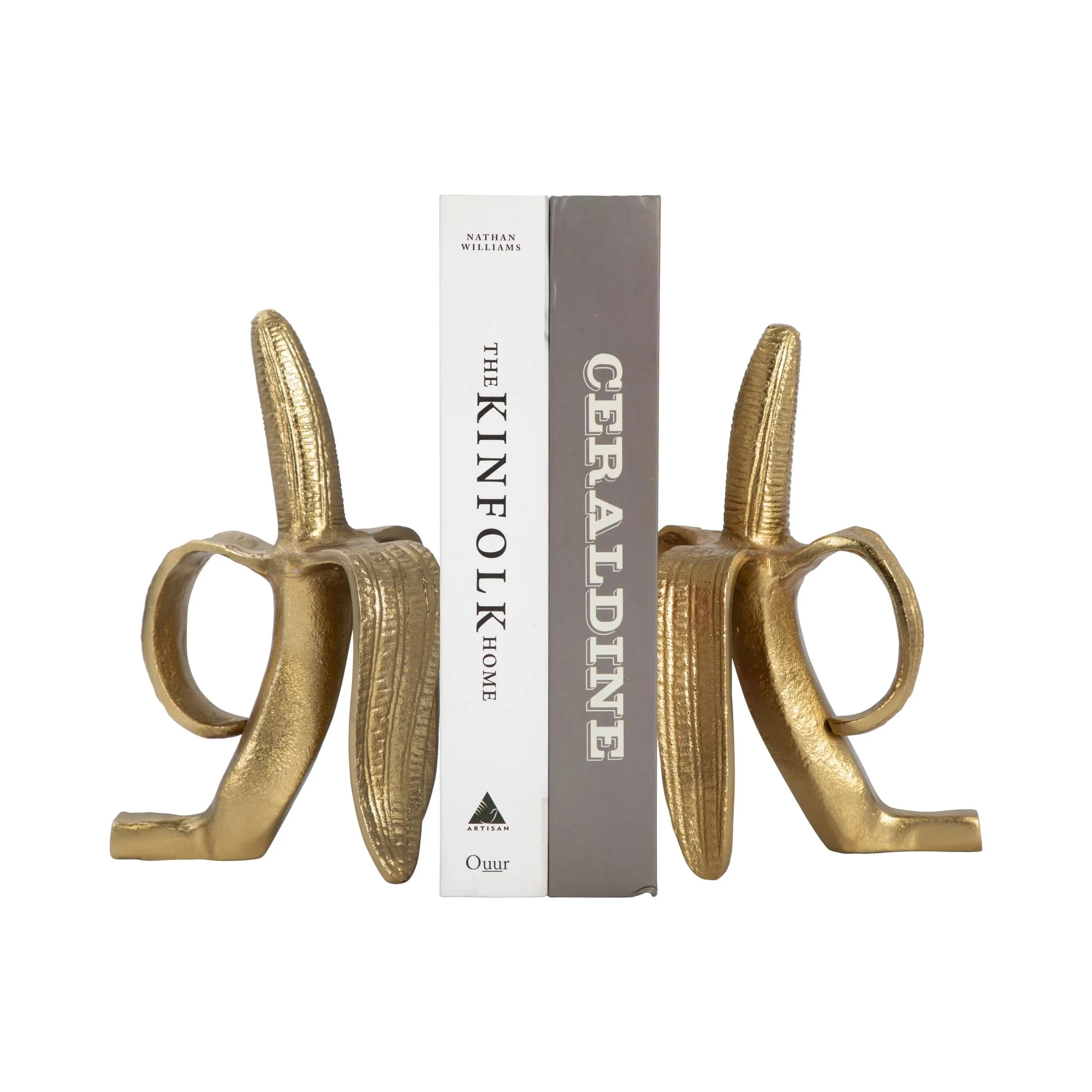 Metal, S/2 9" Banana Bookends, Gold - Image 2