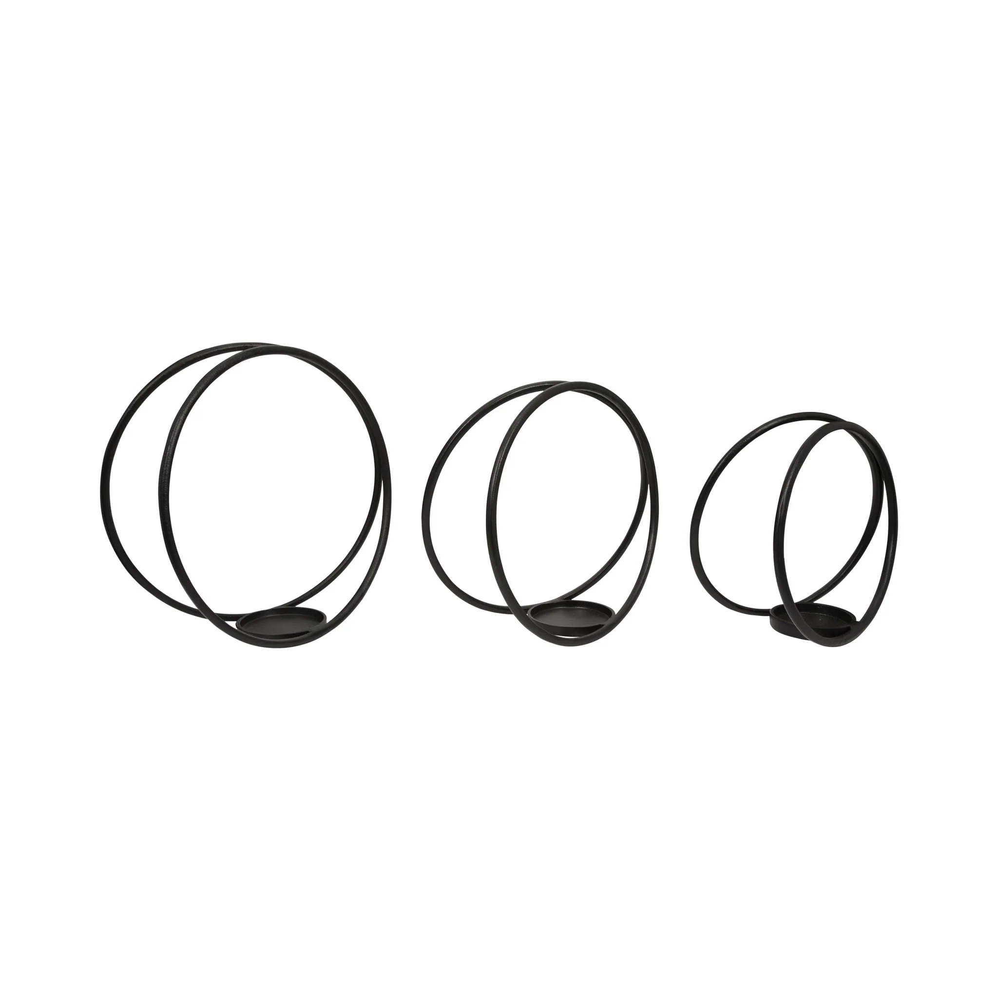 Metal,s/3 12/14/16"h,double Ring Candle Holder,bla - Image 3