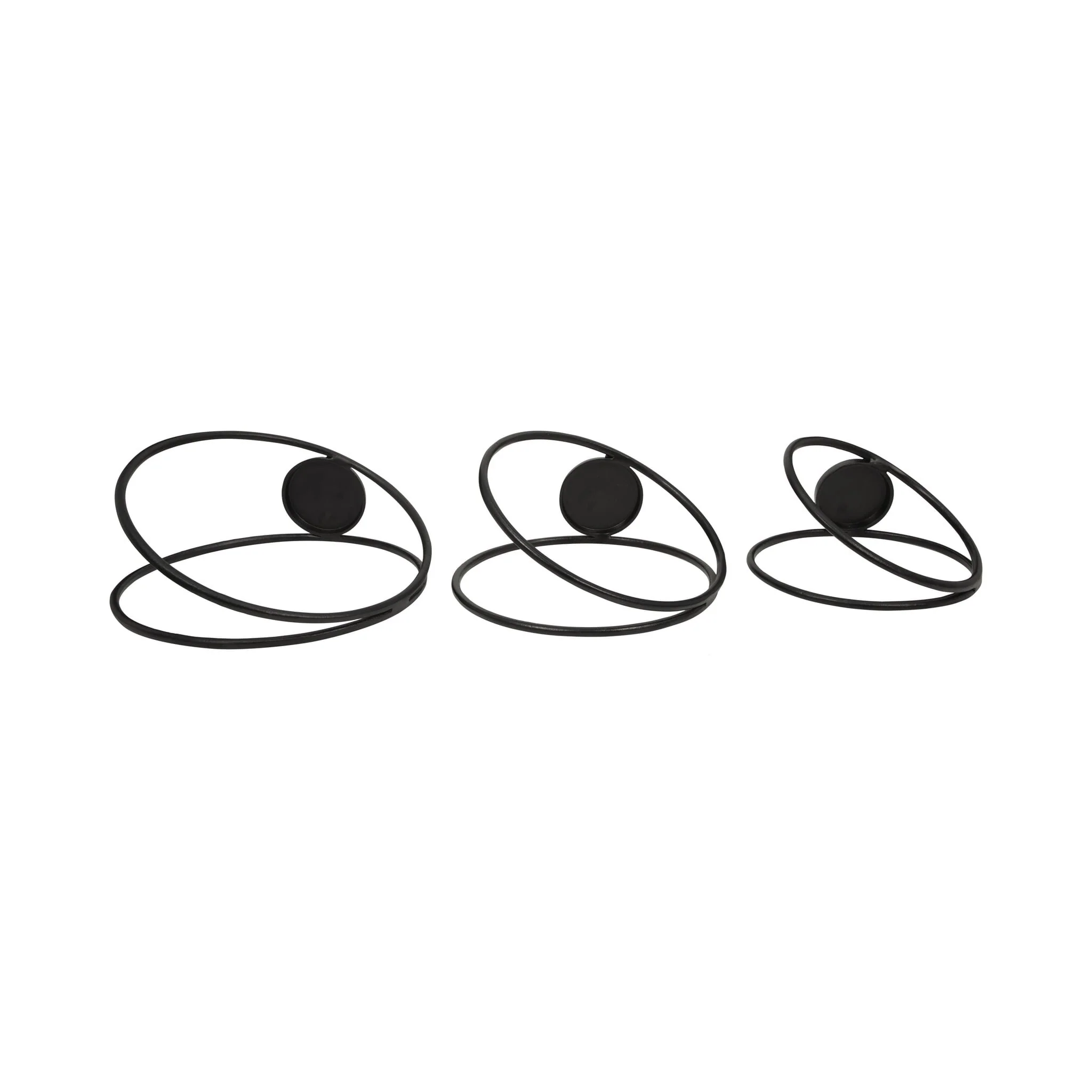 Metal,s/3 12/14/16"h,double Ring Candle Holder,bla - Image 6