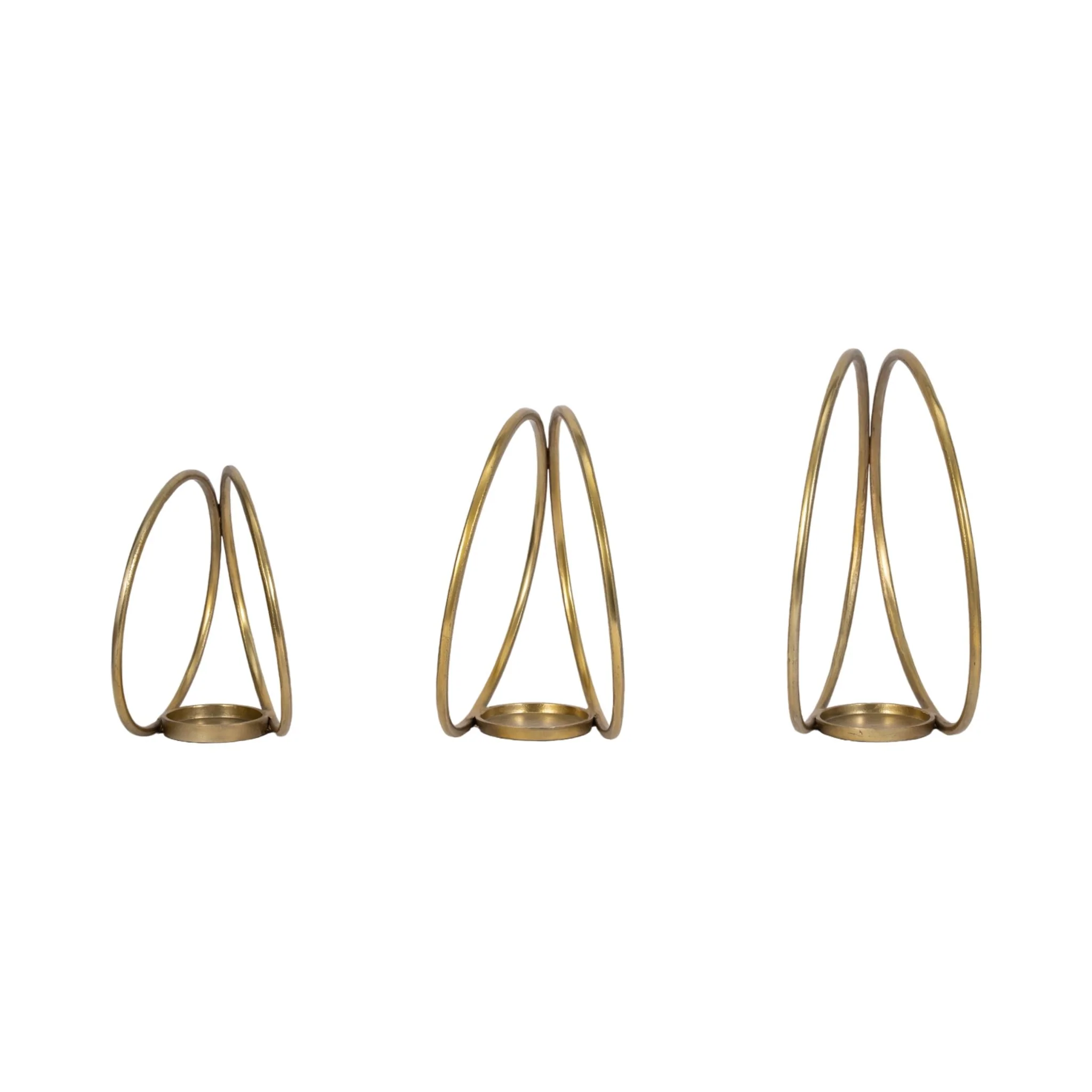 Metal,s/3 12/14/16"h,double Ring Candle Holder,gol - Image 5
