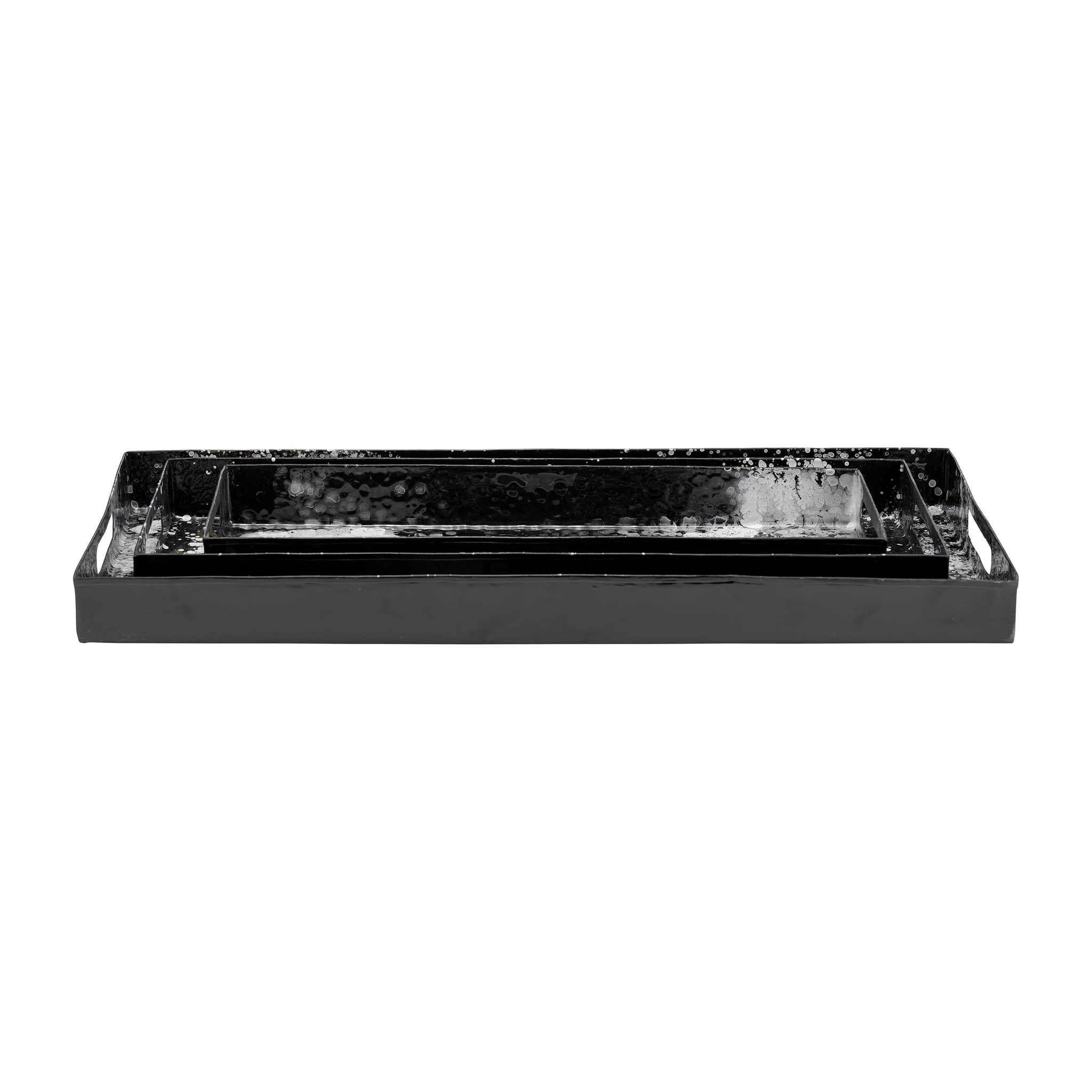 Metal, S/3 18/22/25" Rectangular Trays, Black/whit - Image 3