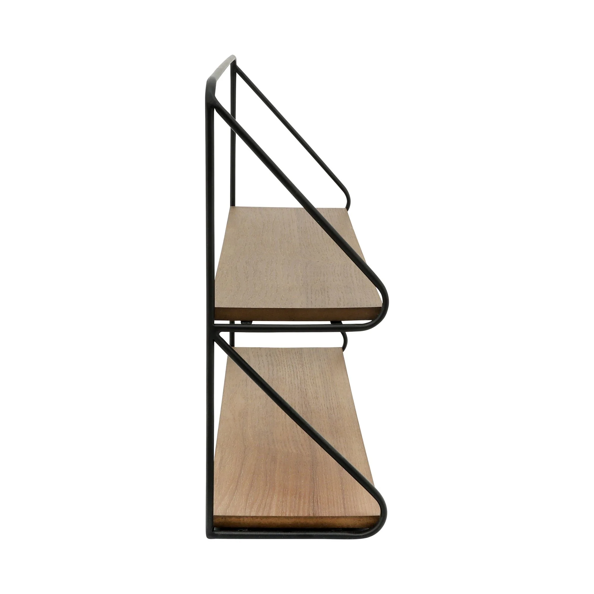 Metal /wood 20" 2 Tier Wall Shelf, Black/brwn - Image 3