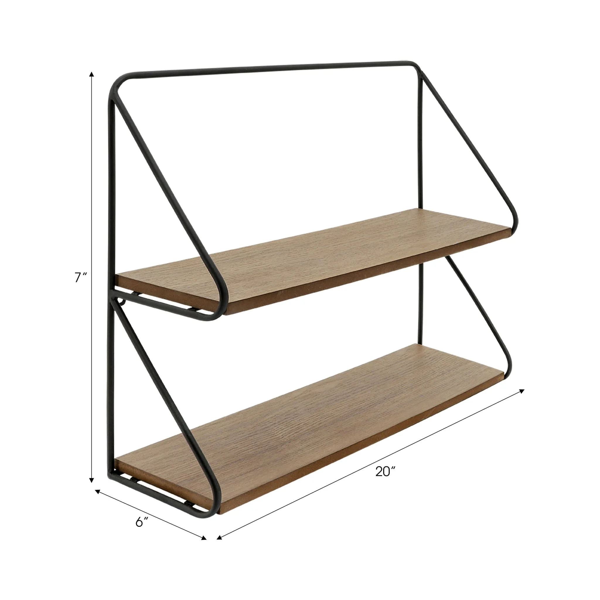 Metal /wood 20" 2 Tier Wall Shelf, Black/brwn - Image 5
