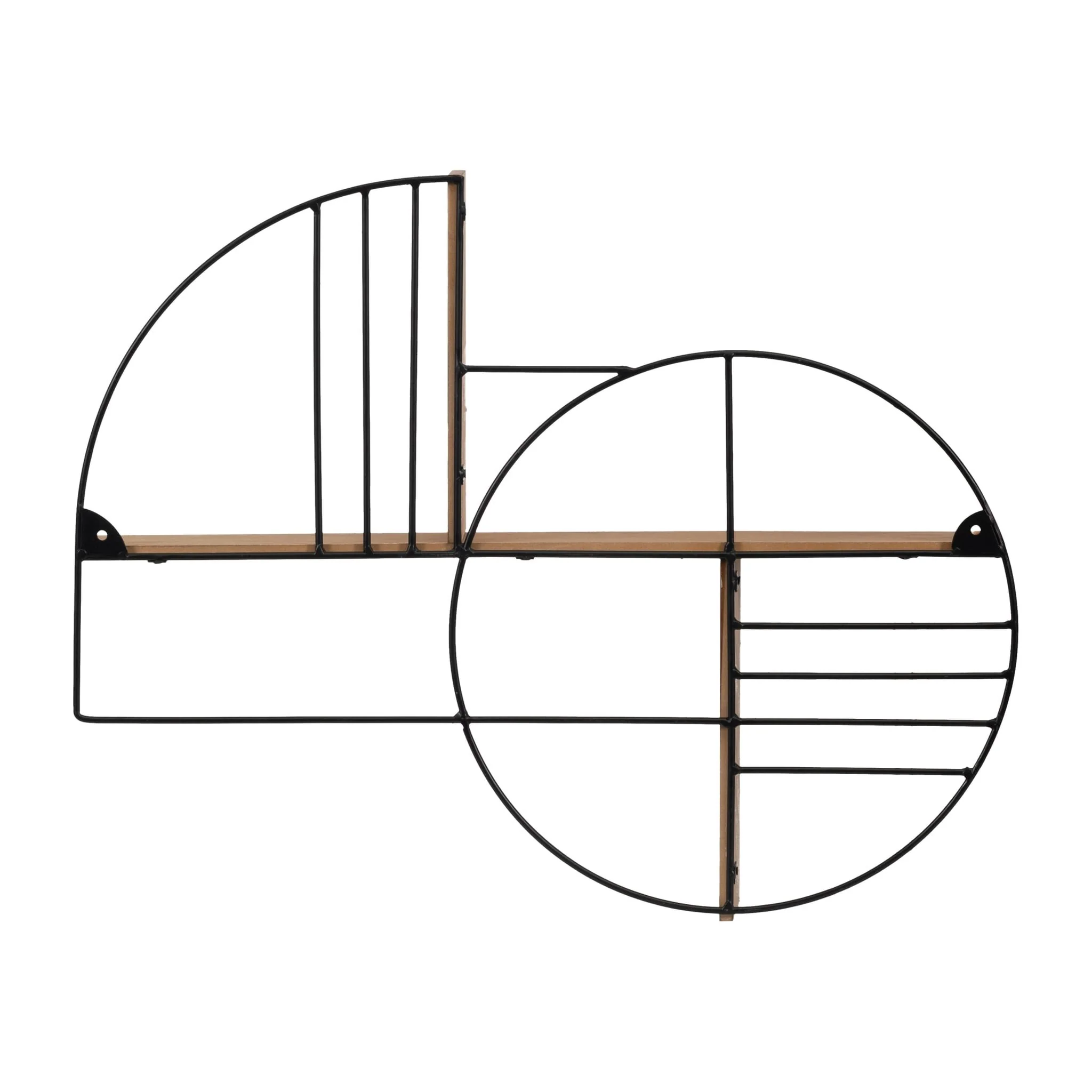 Metal/wood, 24" Modern Circles Wall Shelf, Natural - Image 5