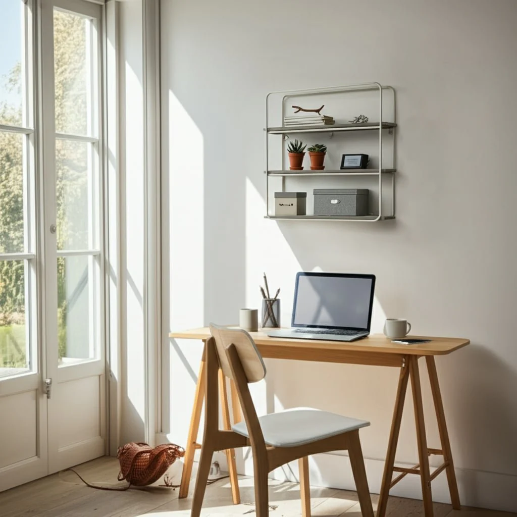 Metal/wood 3 Tier Wall Shelf, Gray/white - Image 8