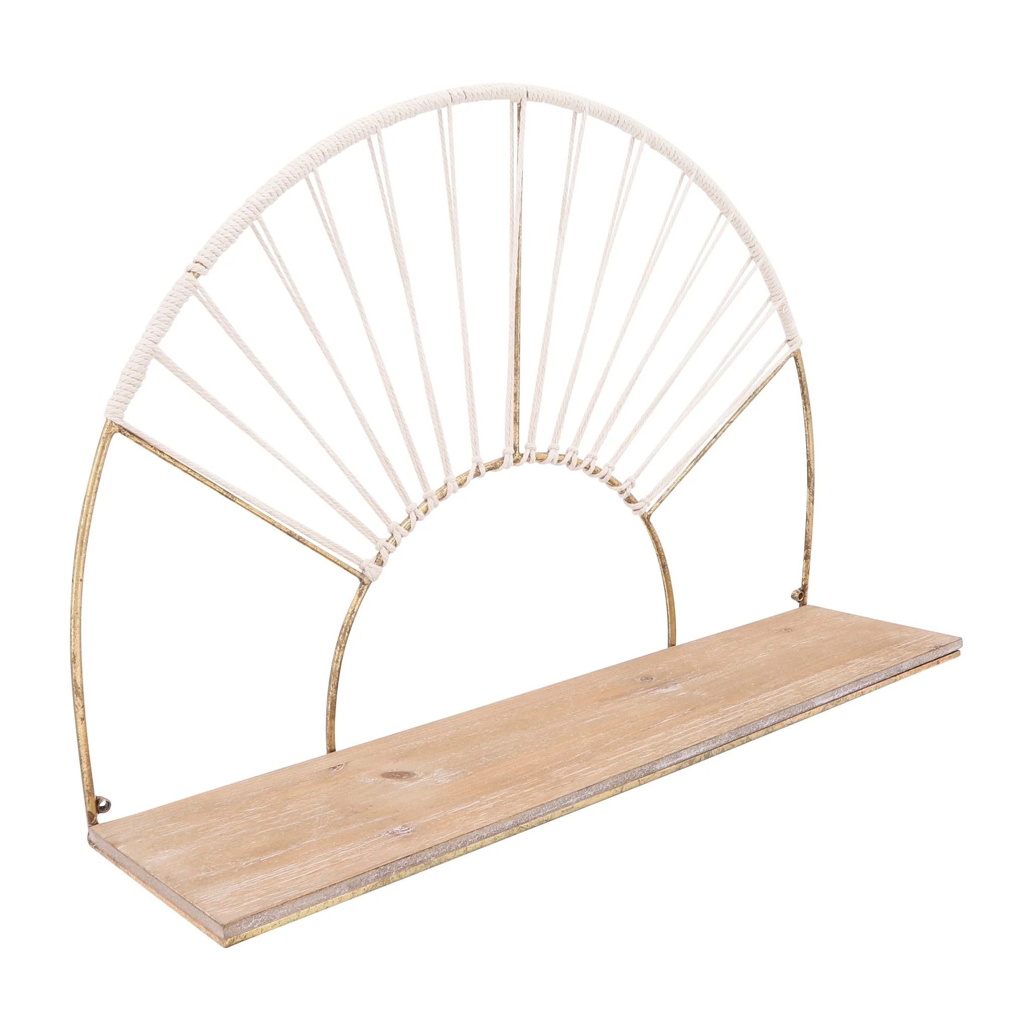 Metal/wood, S/2 13/16"h Arched Wall Shelves, Gold - Image 2