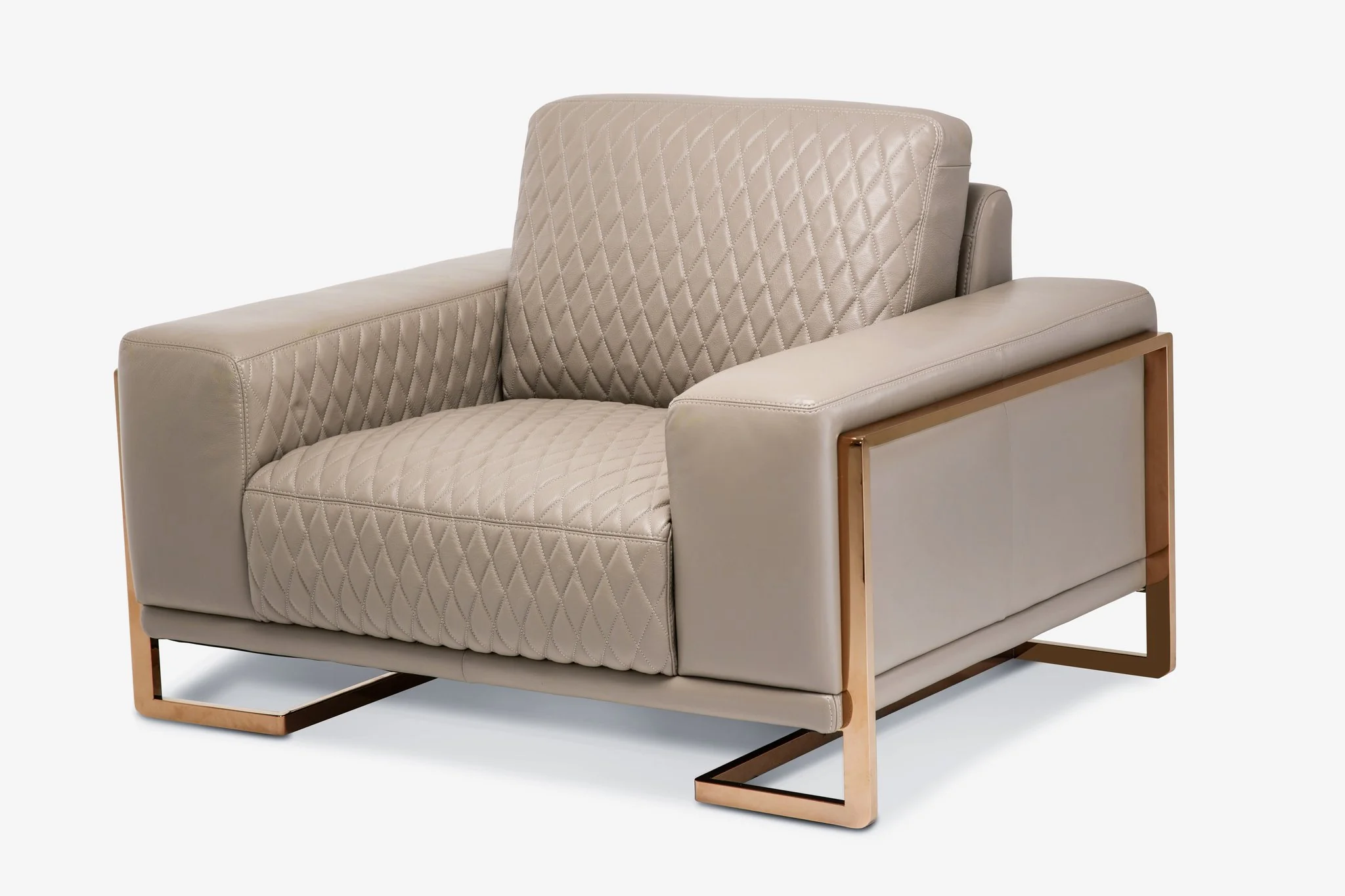 Mia Bella Gianna Leather Chair and a Half - Light Coffee/Rose Gold