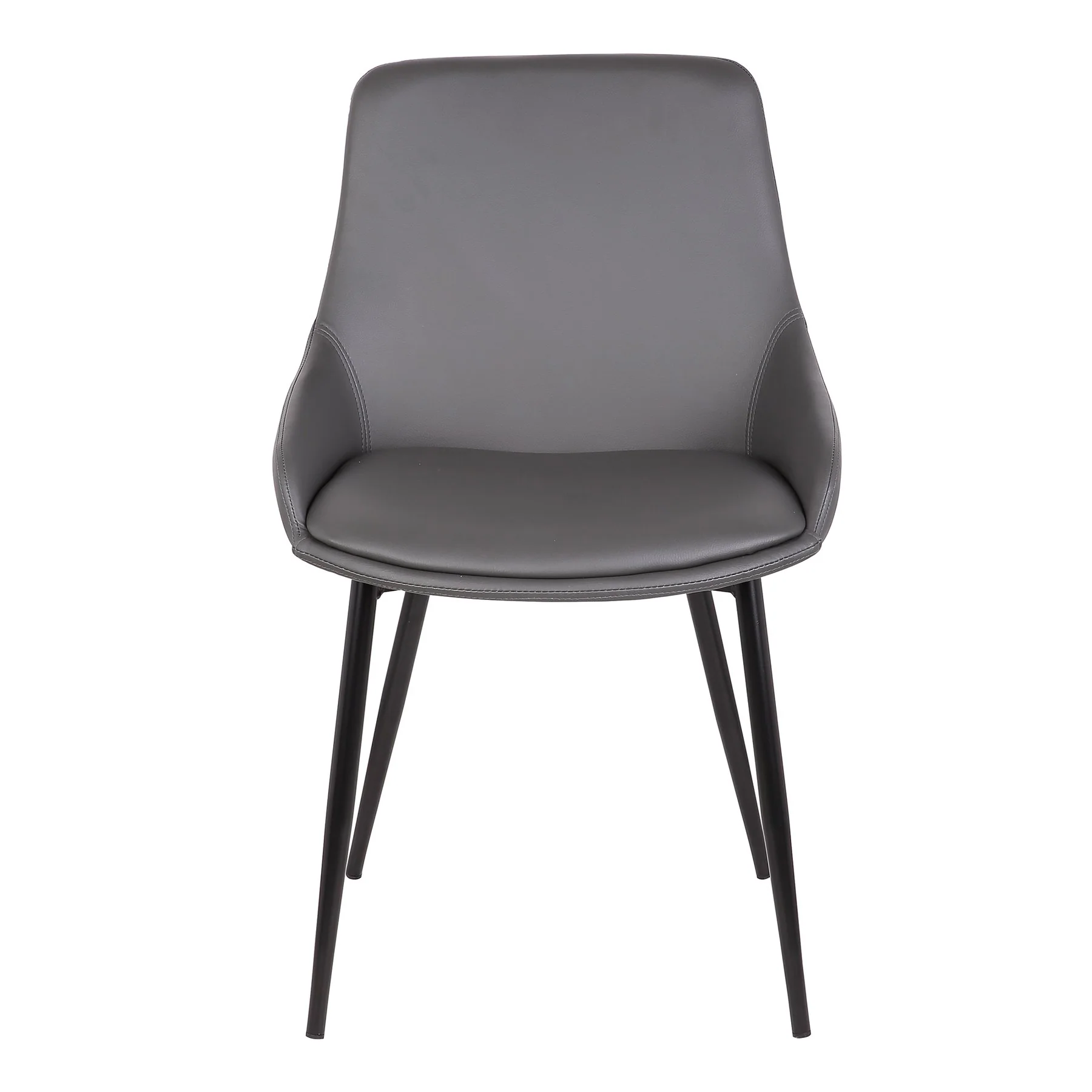 Mia Contemporary Dining Chair in Gray Faux Leather with Black Powder Coated Metal Legs - Image 2