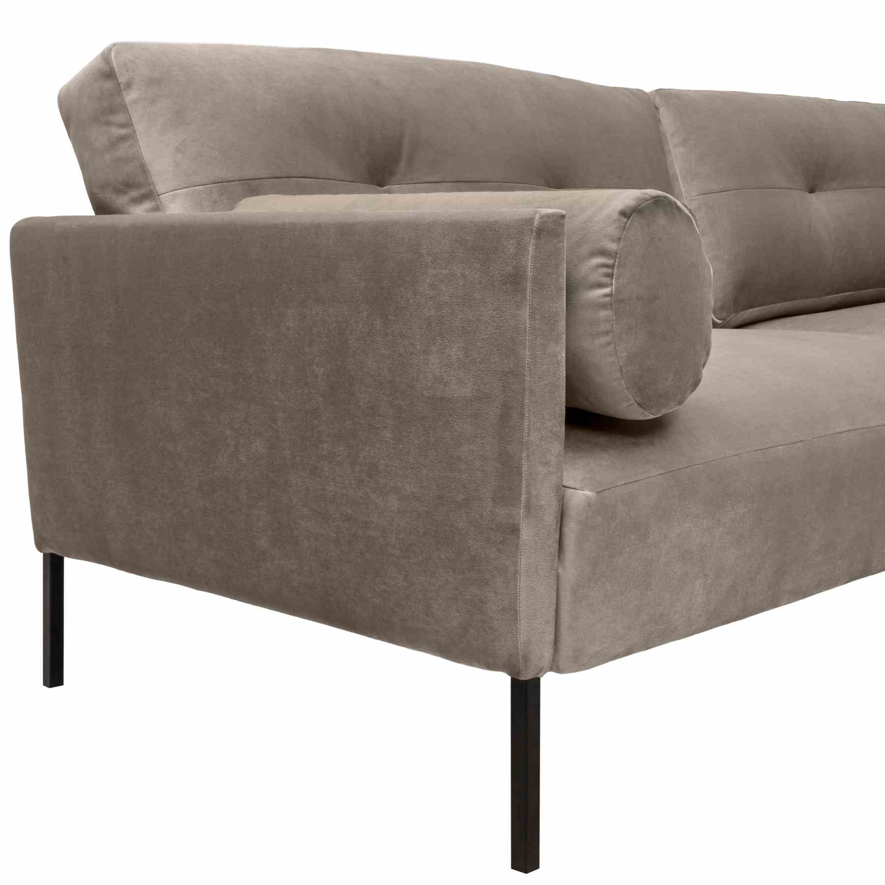 Michalina 84" Fossil Gray Velvet Sofa with Black Metal Legs - Image 6