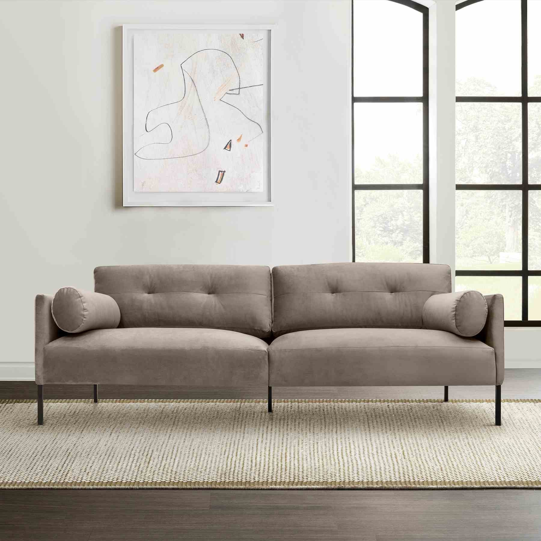 Michalina 84" Fossil Gray Velvet Sofa with Black Metal Legs - Image 9