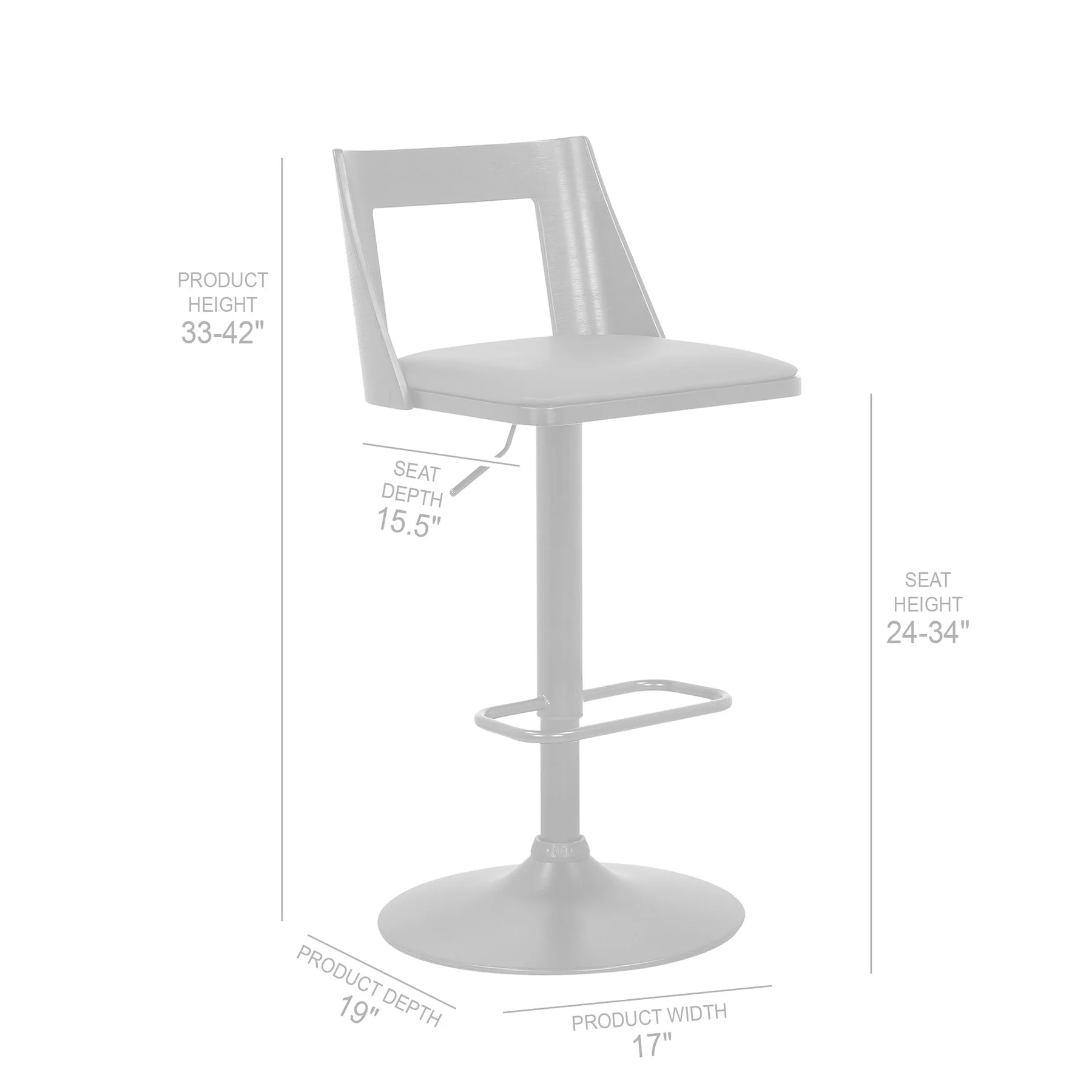 Milan Adjustable Swivel Black Faux Leather and Black Wood Bar Stool with Black Base - Image 9