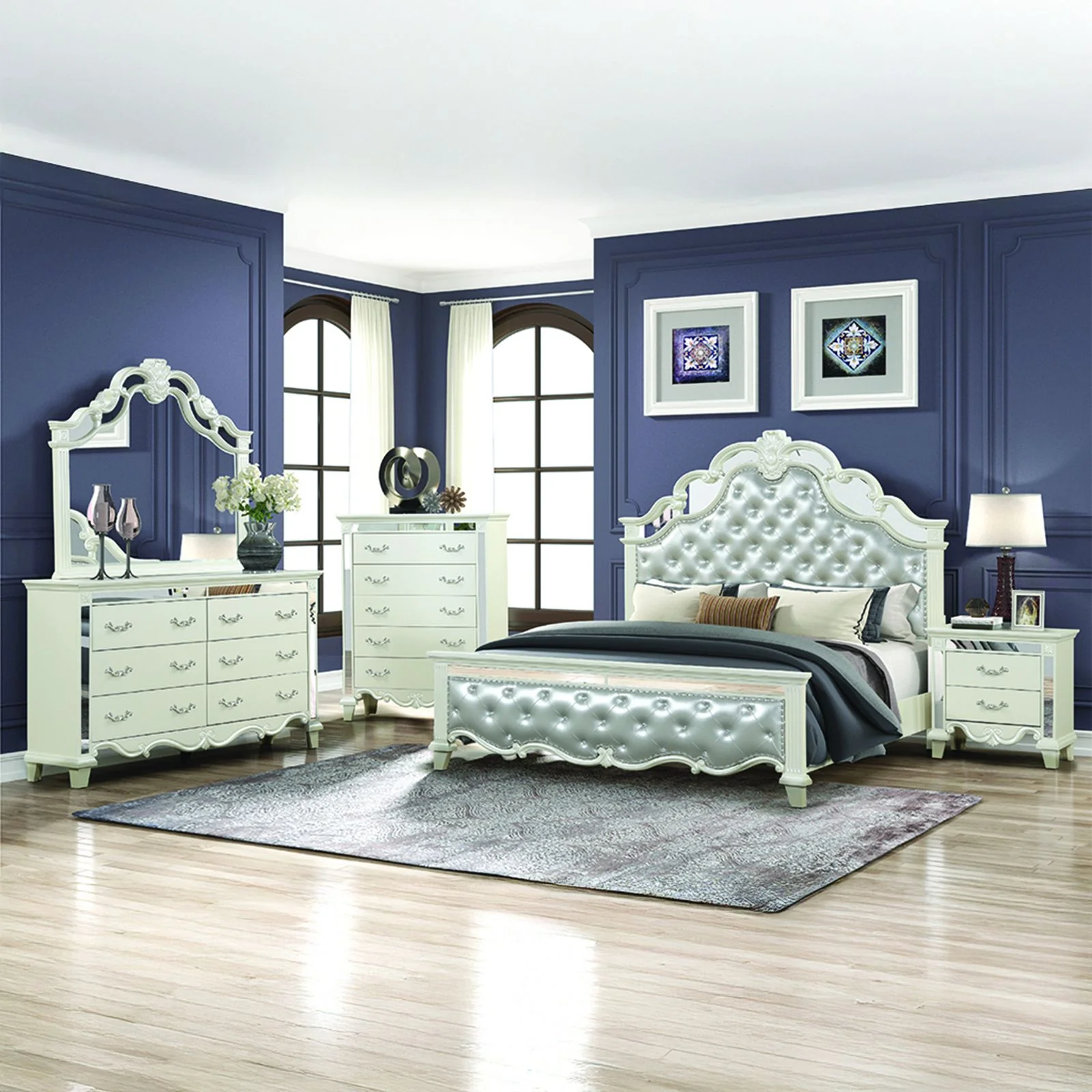 Milan King 5 Pc Bedroom Set White - Image 17