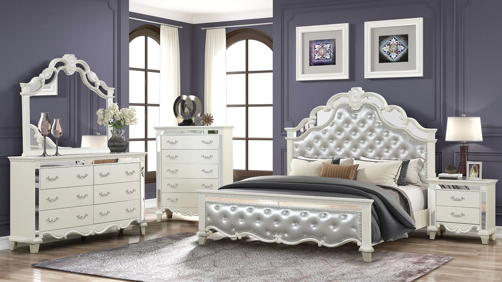 Milan Queen 4 Pc Bedroom Set White - Image 2