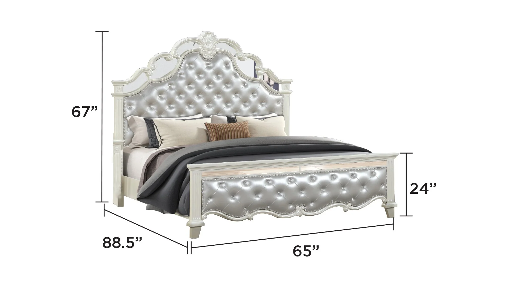 Milan Queen 4 Pc Bedroom Set White - Image 5