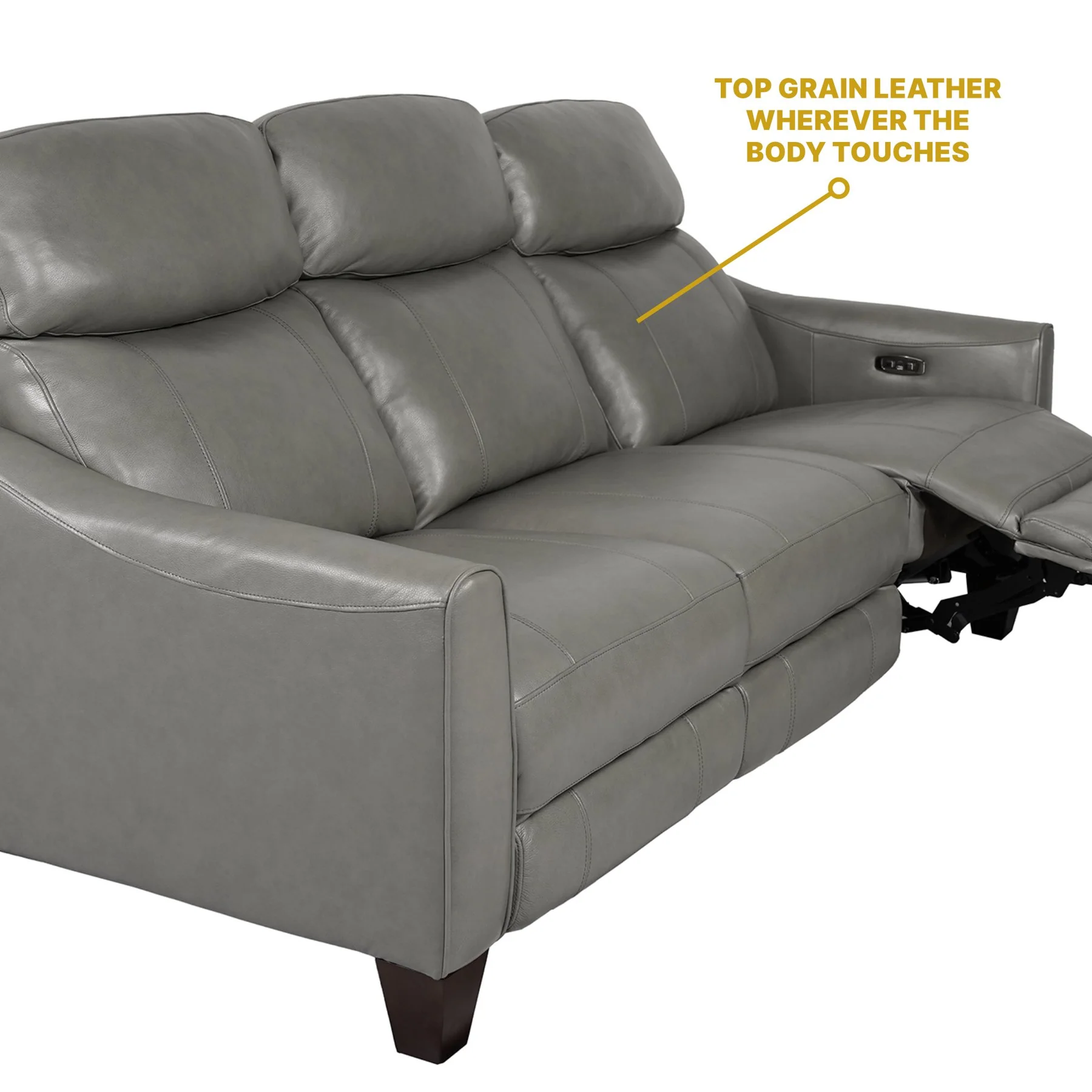 Milos 83" Zero Gravity Power Reclining Sofa in Light Gray Leather - Image 13