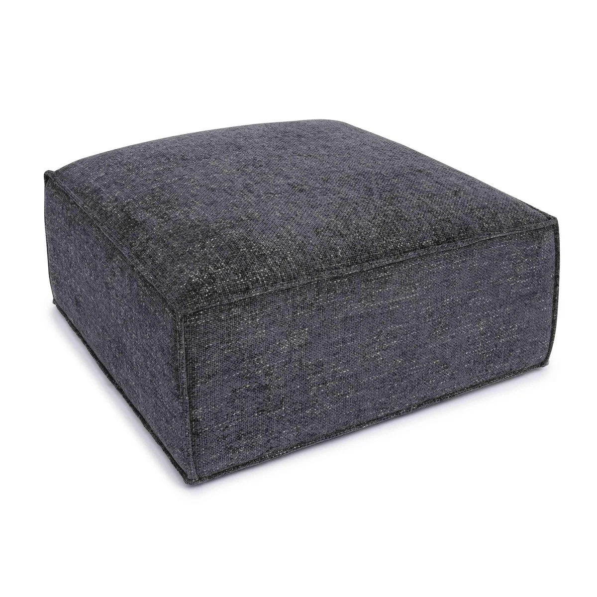 Mindy Charcoal Chenille Basketweave Ottoman - Image 4