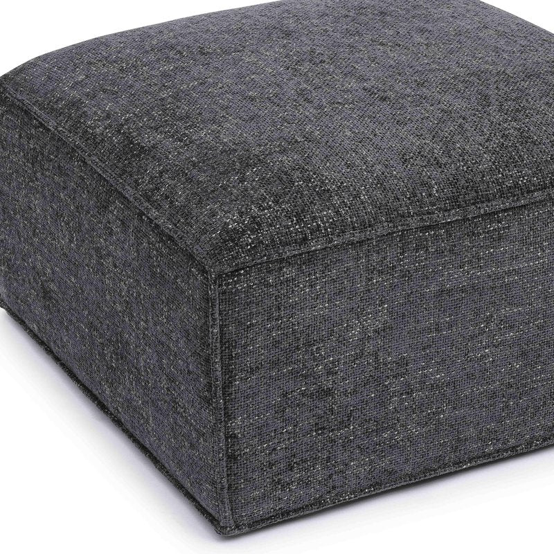 Mindy Charcoal Chenille Basketweave Ottoman - Image 5