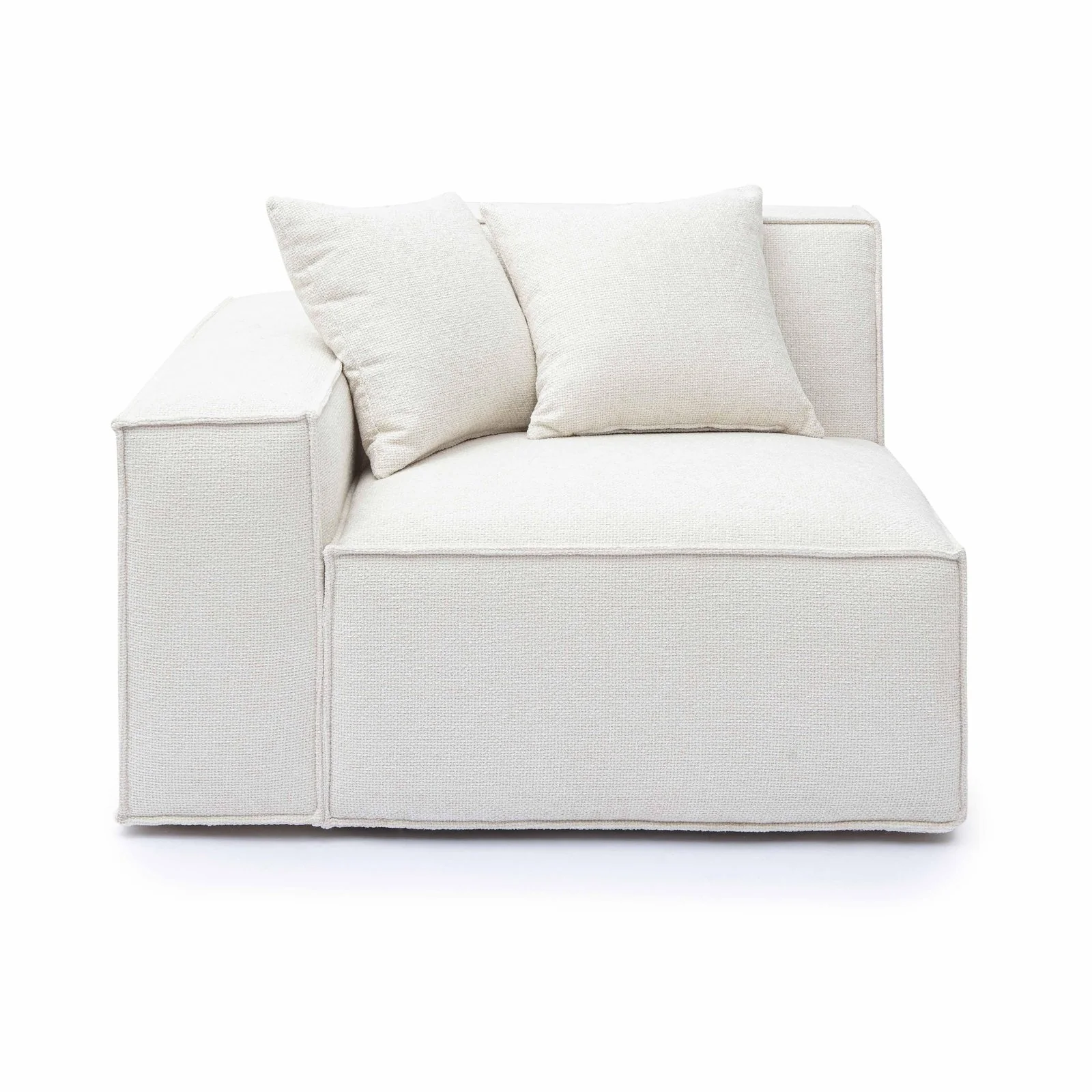 Mindy Cream Chenille Basketweave LAF Corner Chair