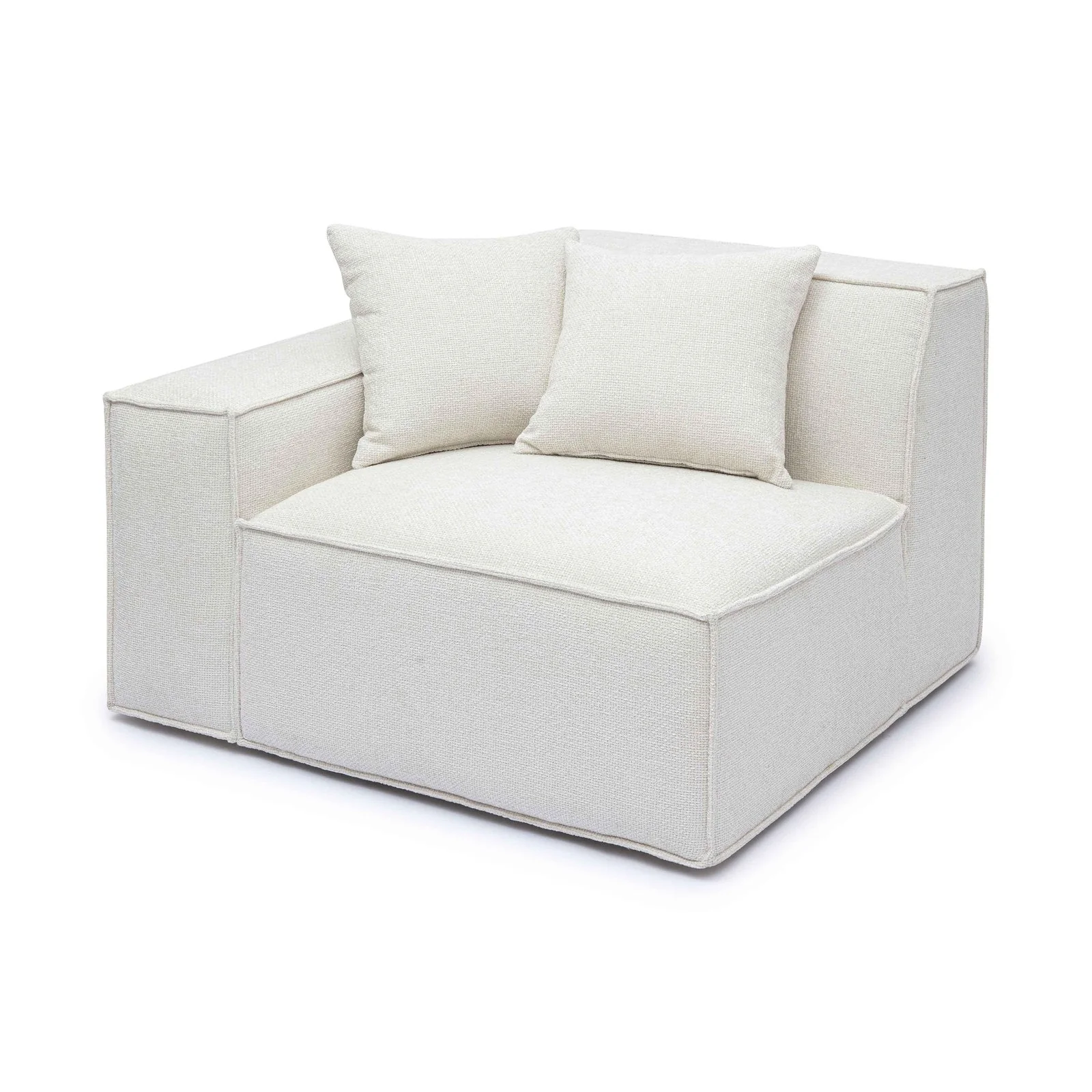 Mindy Cream Chenille Basketweave LAF Corner Chair - Image 2