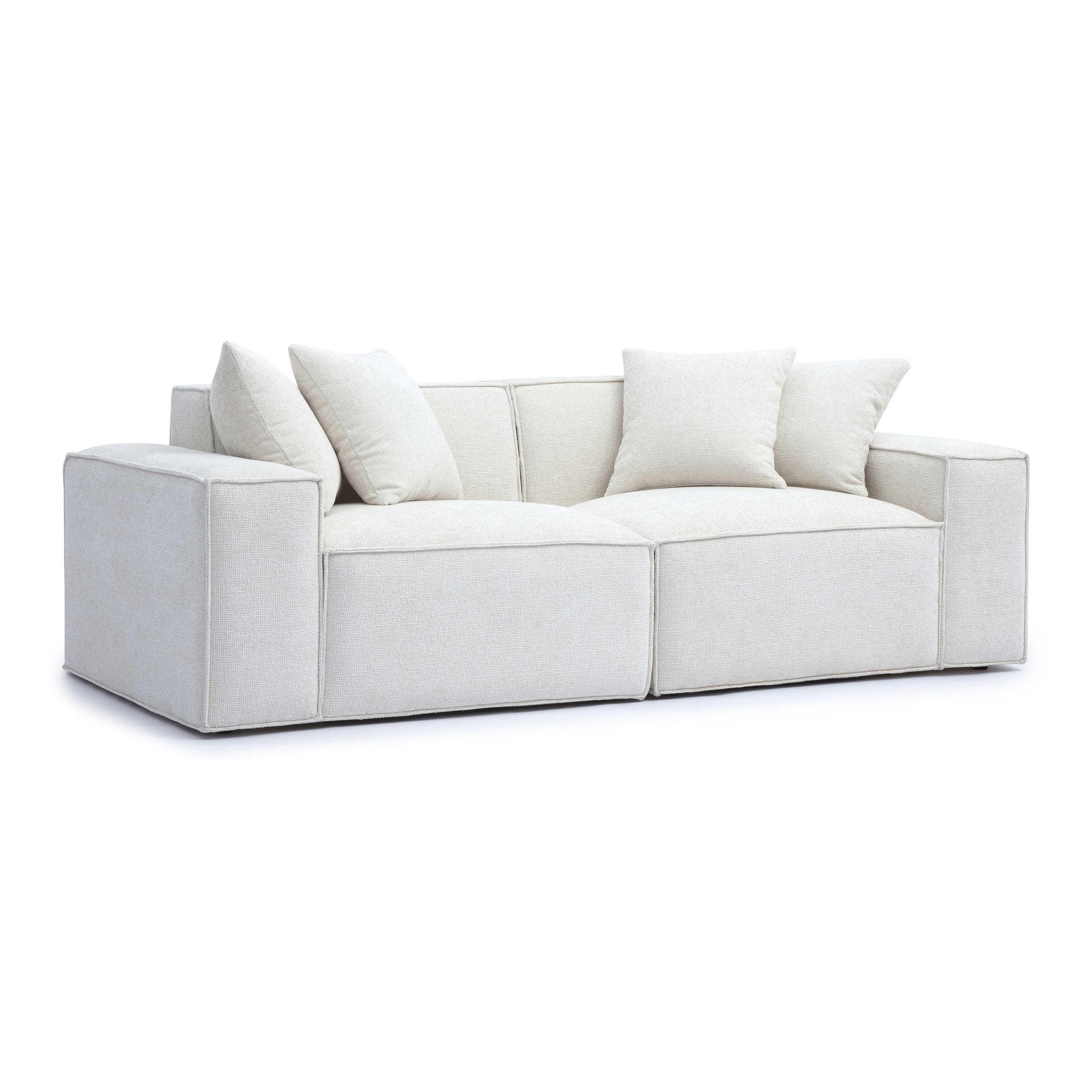 Mindy Cream Chenille Basketweave Modular Loveseat - Image 3