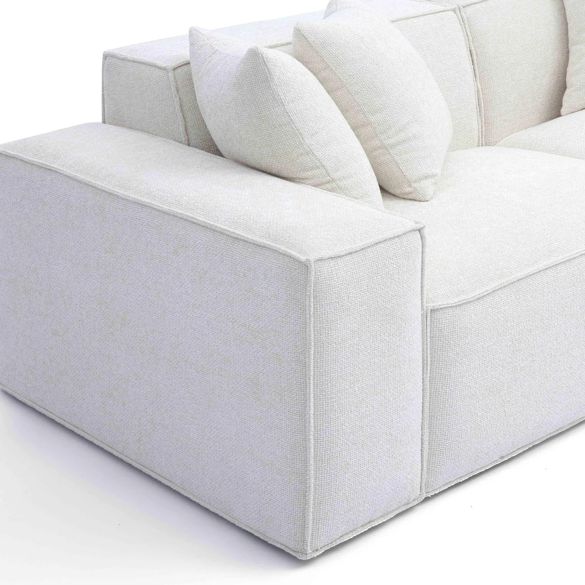Mindy Cream Chenille Basketweave Modular Loveseat - Image 5