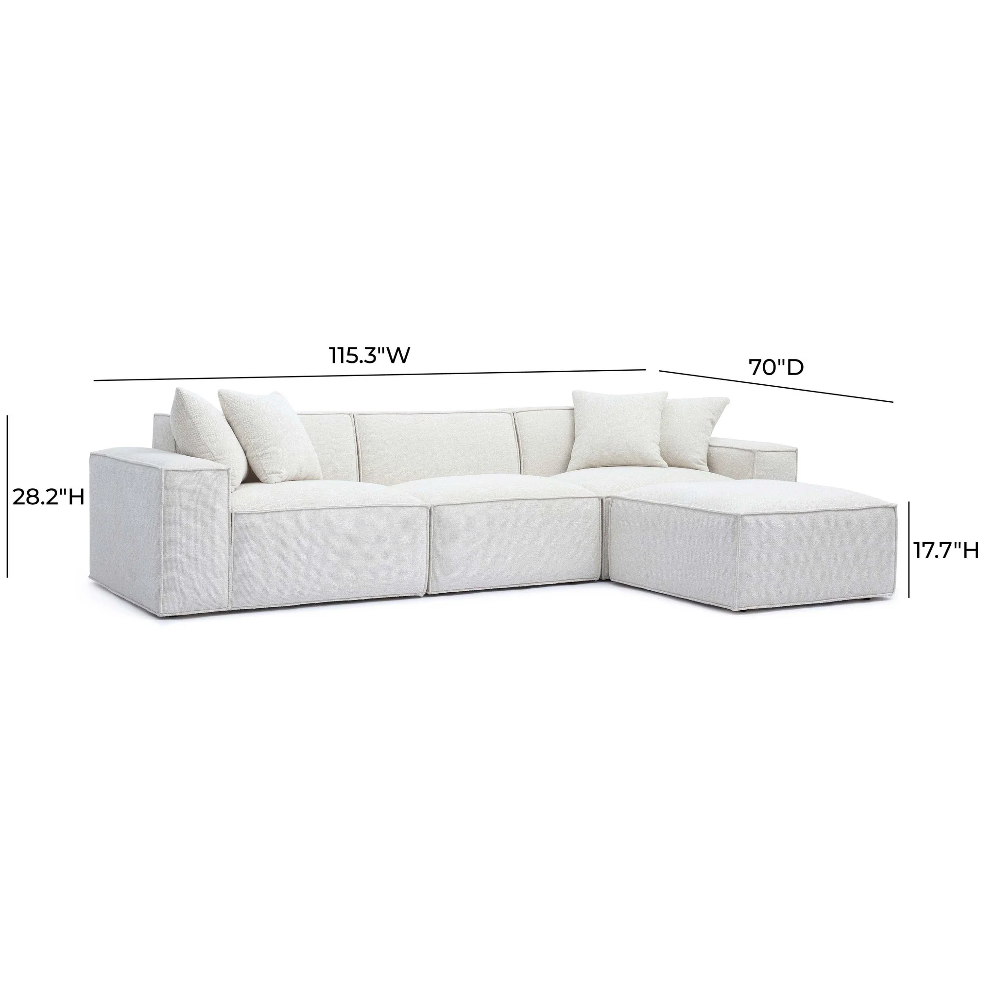 Mindy Cream Chenille Basketweave Modular Sectional - Image 6