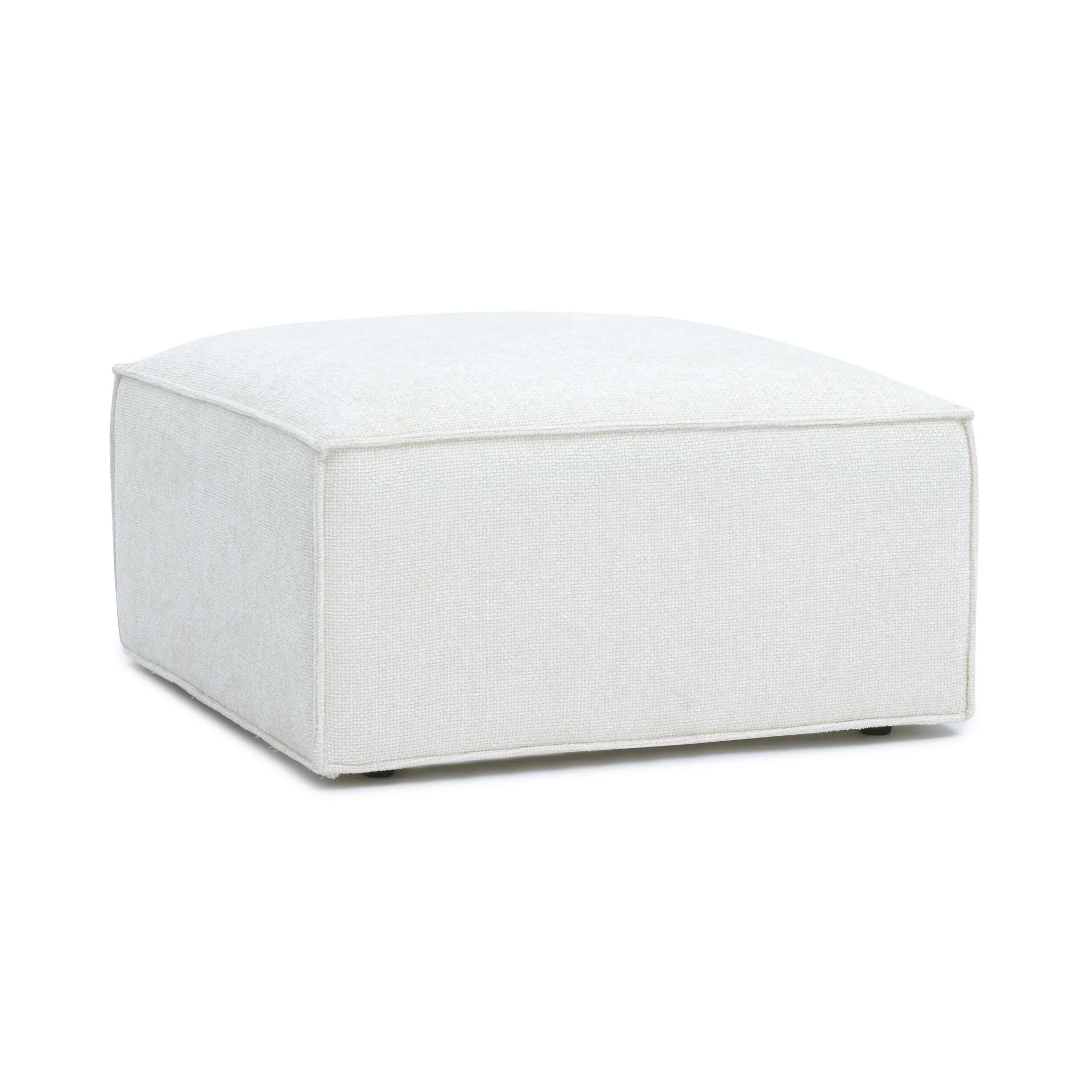 Mindy Cream Chenille Basketweave Ottoman - Image 3