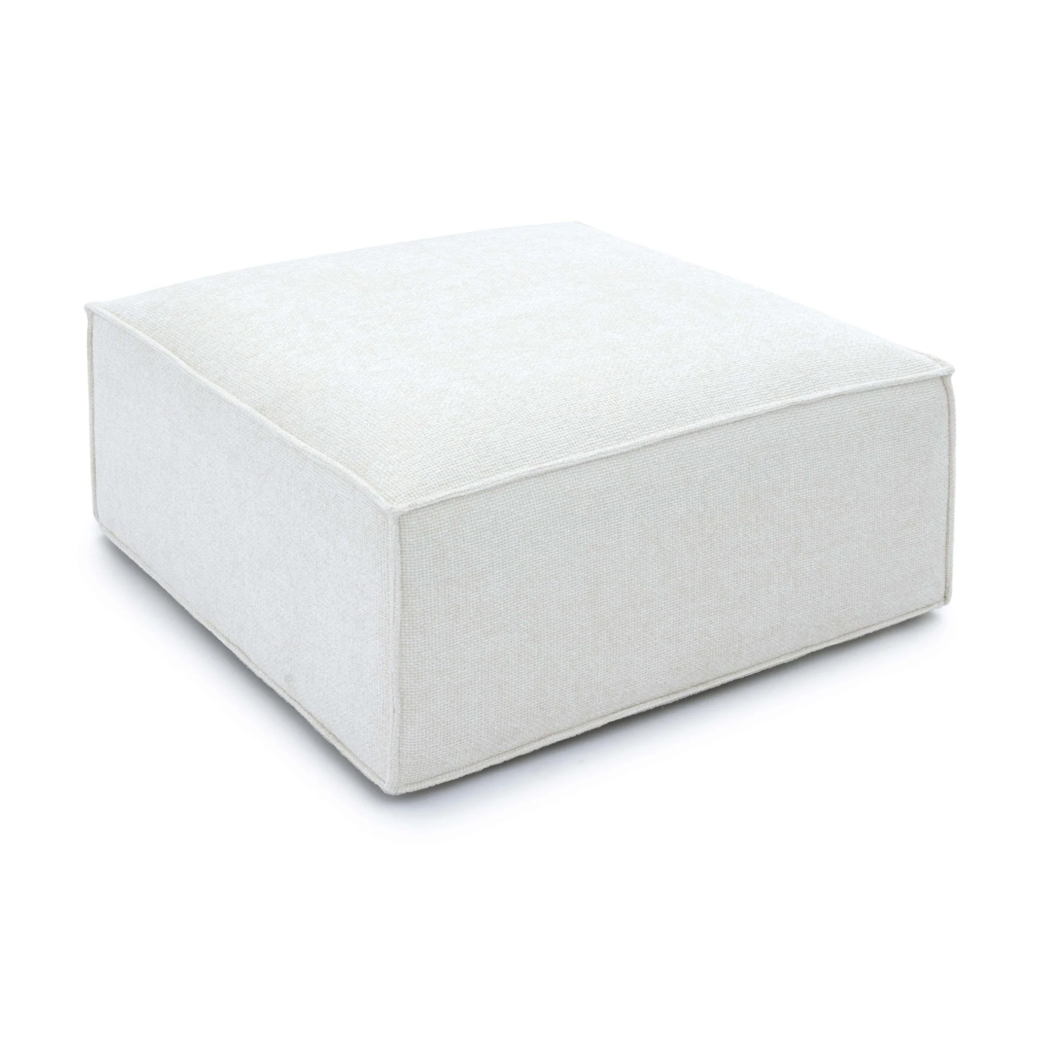 Mindy Cream Chenille Basketweave Ottoman - Image 4