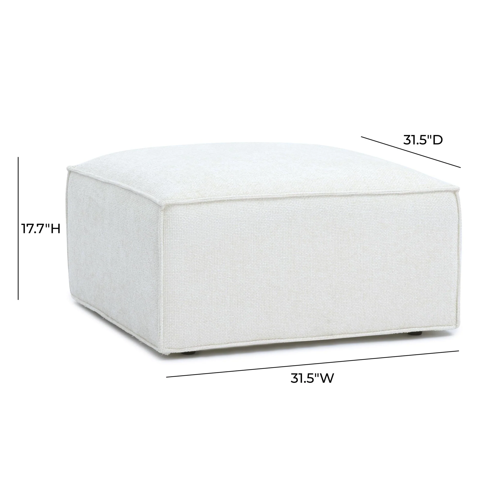 Mindy Cream Chenille Basketweave Ottoman - Image 6