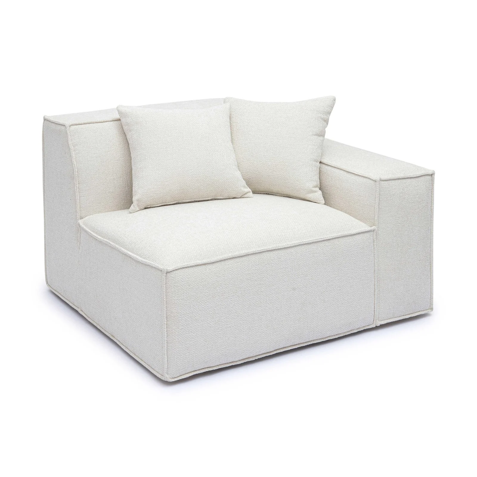 Mindy Cream Chenille Basketweave RAF Corner Chair - Image 2