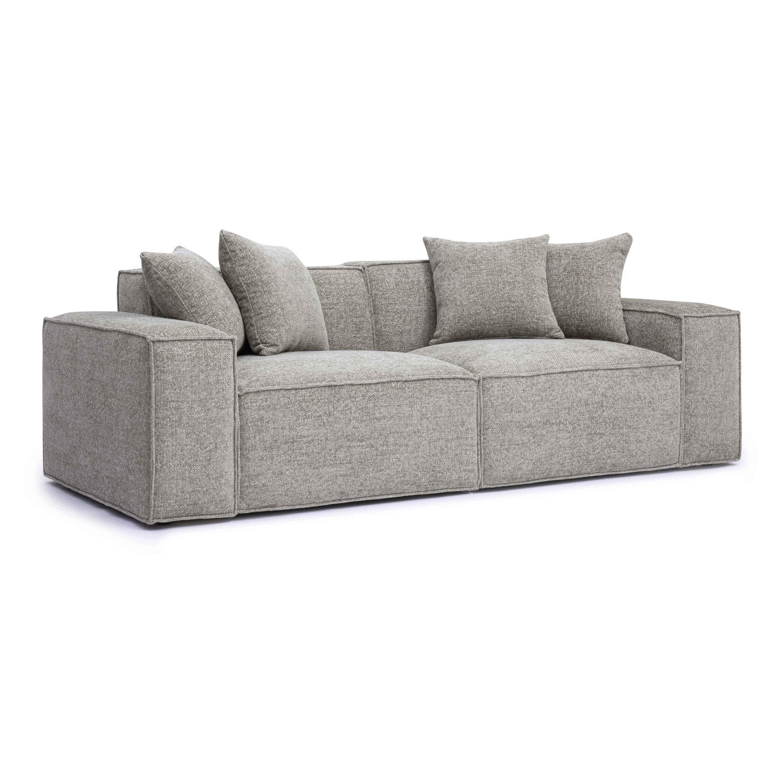 Mindy Taupe Chenille Basketweave Modular Loveseat - Image 3