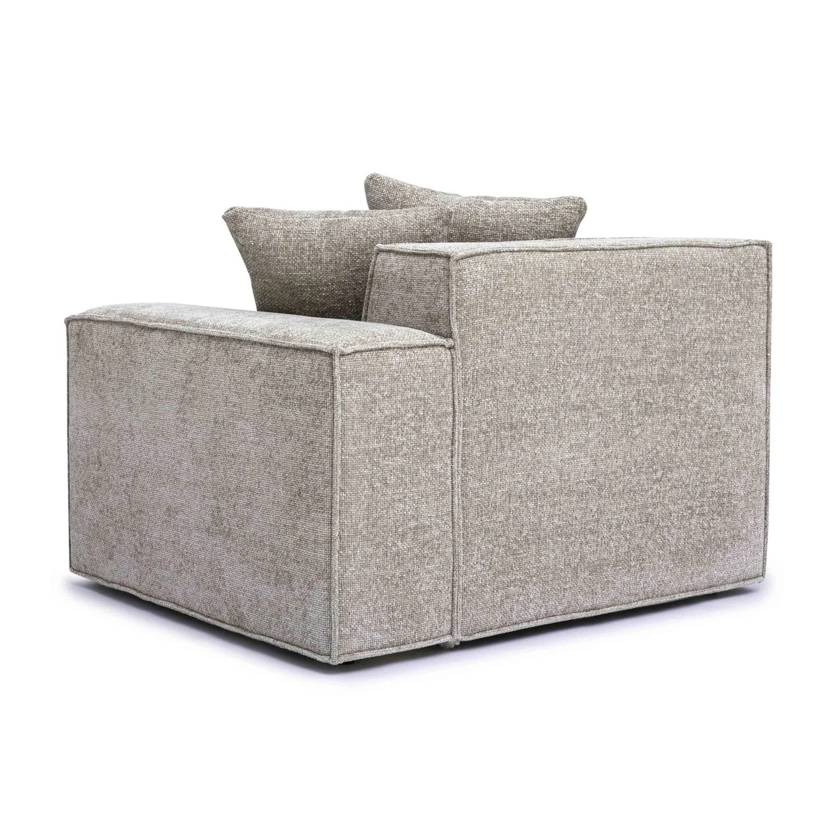 Mindy Taupe Chenille Basketweave RAF Corner Chair - Image 3