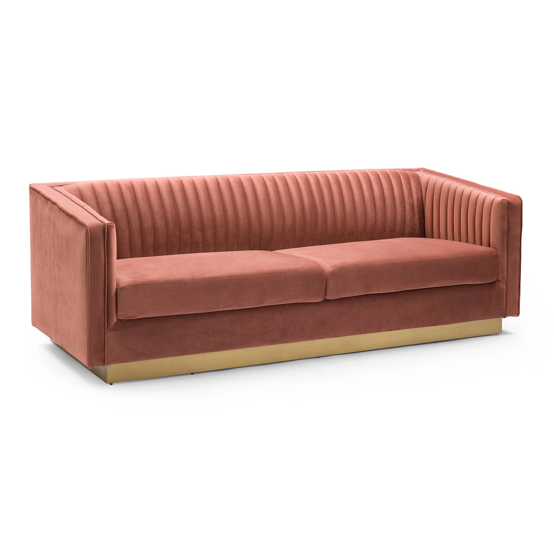 Miranda Blush Velvet and Gold Sofa - Image 2