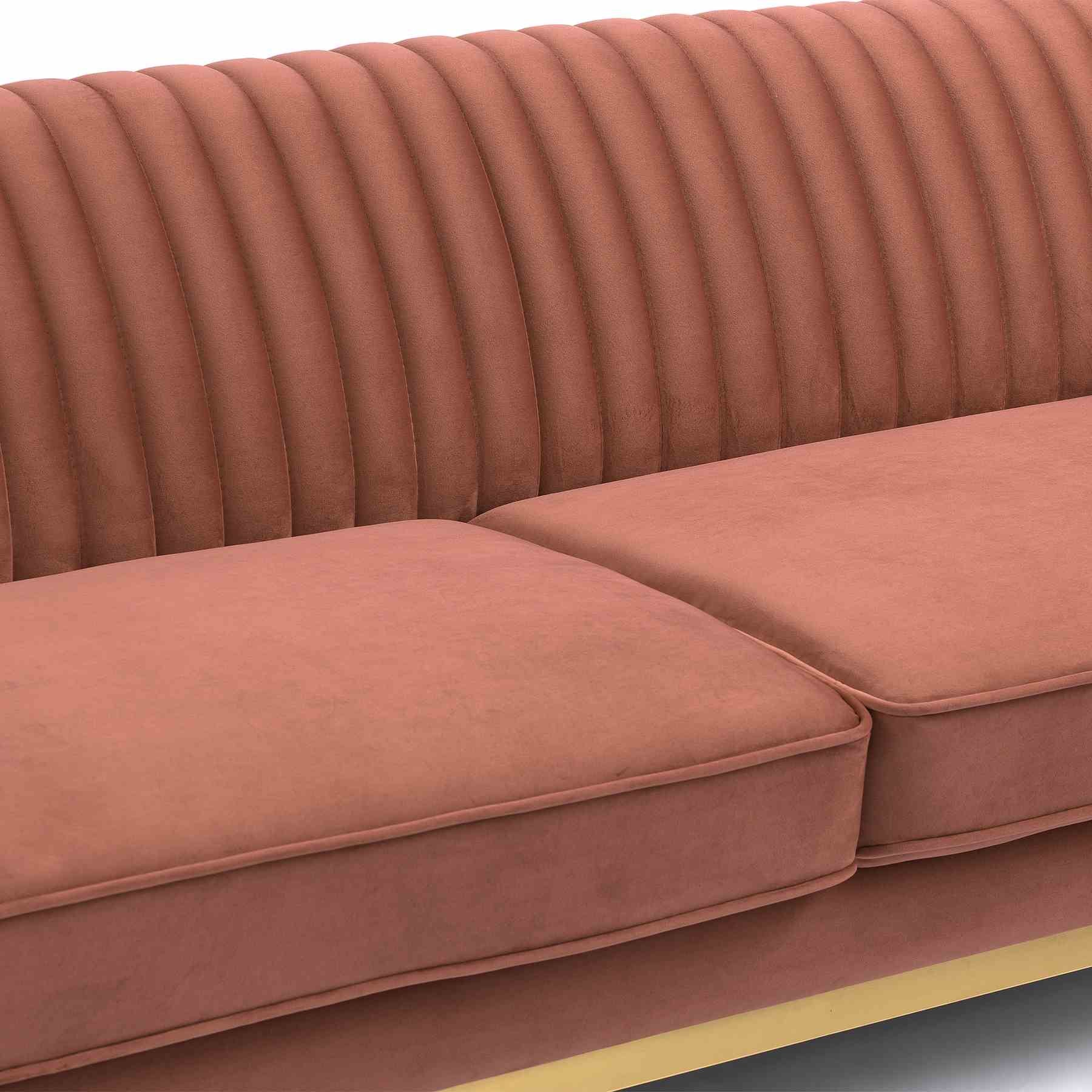 Miranda Blush Velvet and Gold Sofa - Image 4