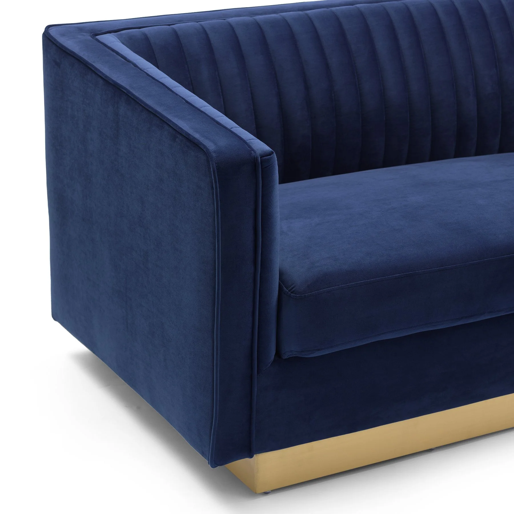 Miranda Navy Velvet and Gold Sofa - Image 4