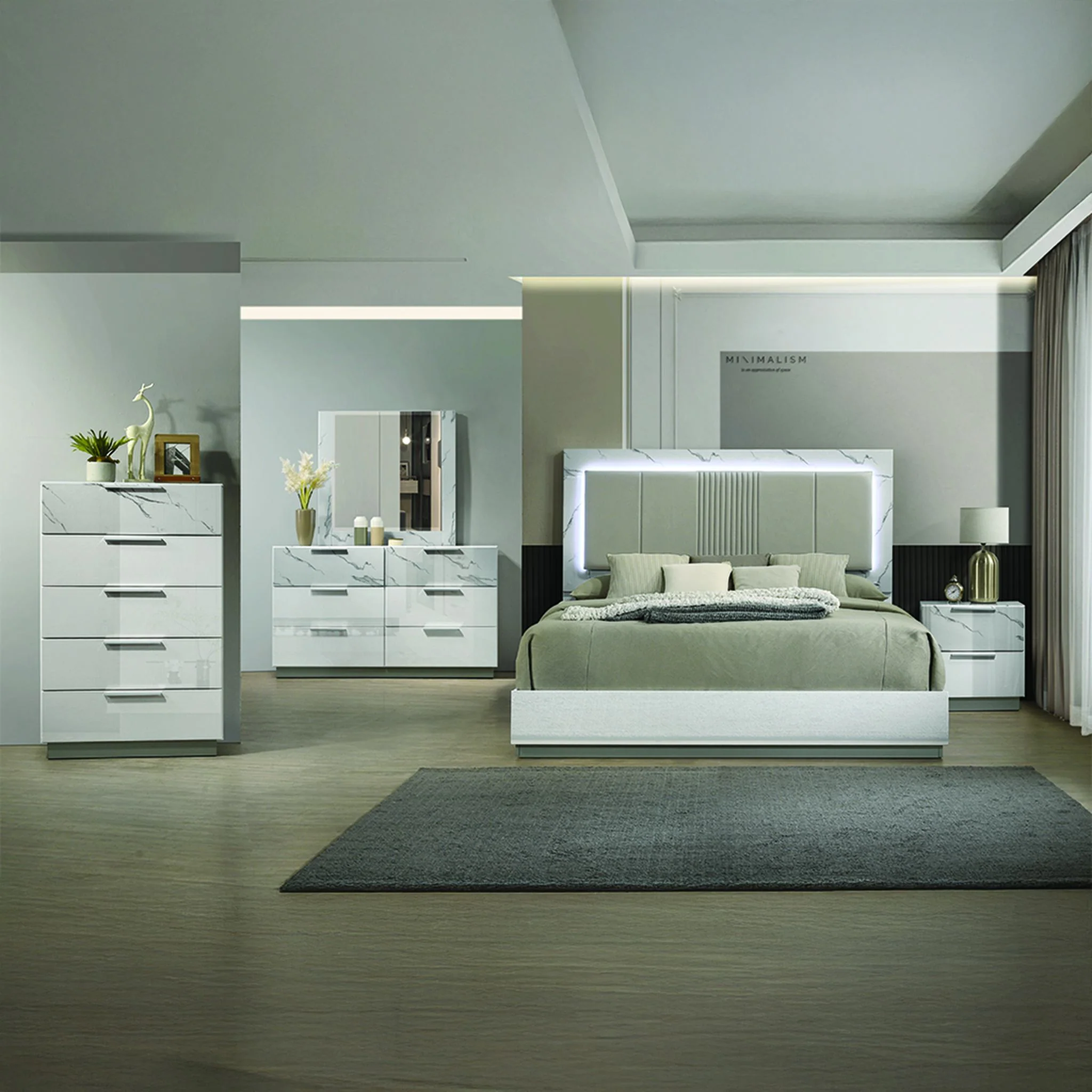 Mist Queen 5PC Bedroom Set White